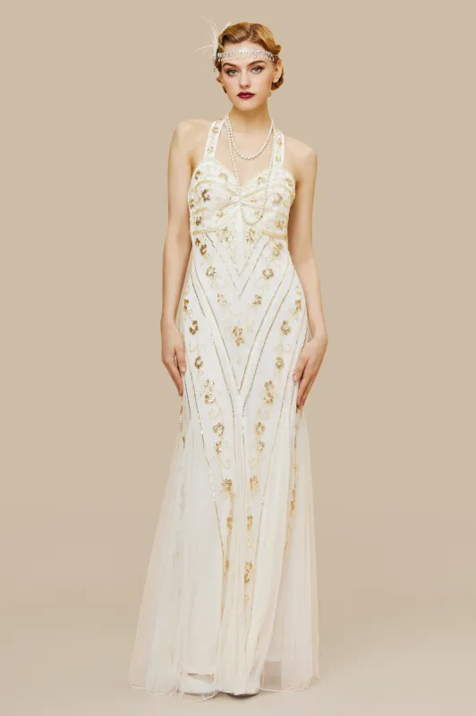 Halter Neck Sequin Mermaid Maxi Dress sold by BABEYOND