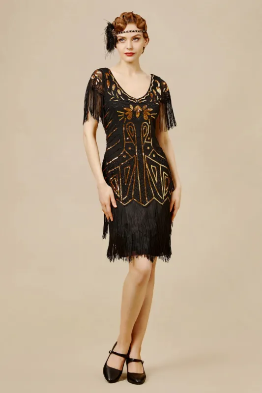Art Deco Paisley Sequin Fringe Dress sold by BABEYOND