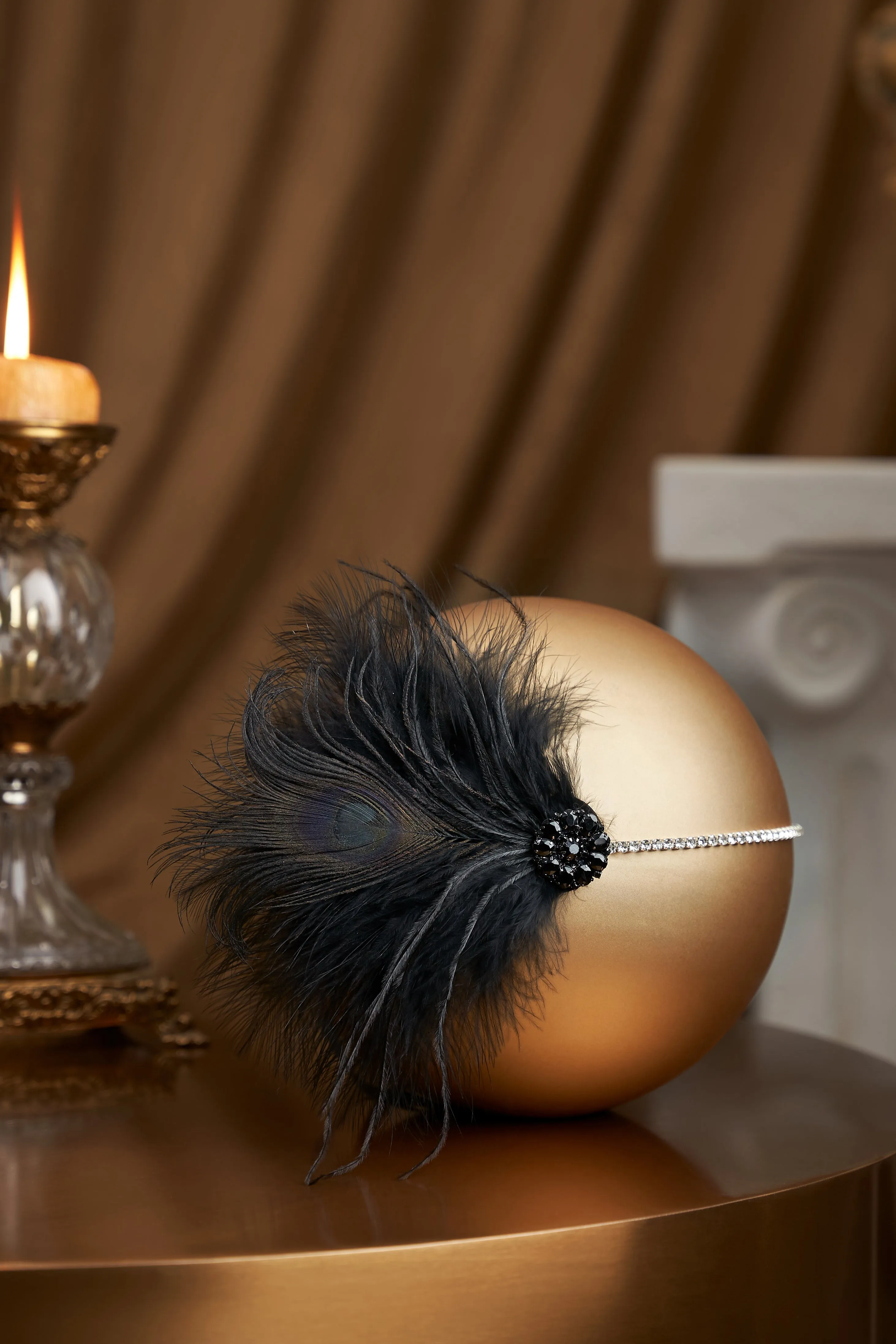 1920s Classic Puffy Ostrich Feather Headband sold by BABEYOND product image thumbnail 2