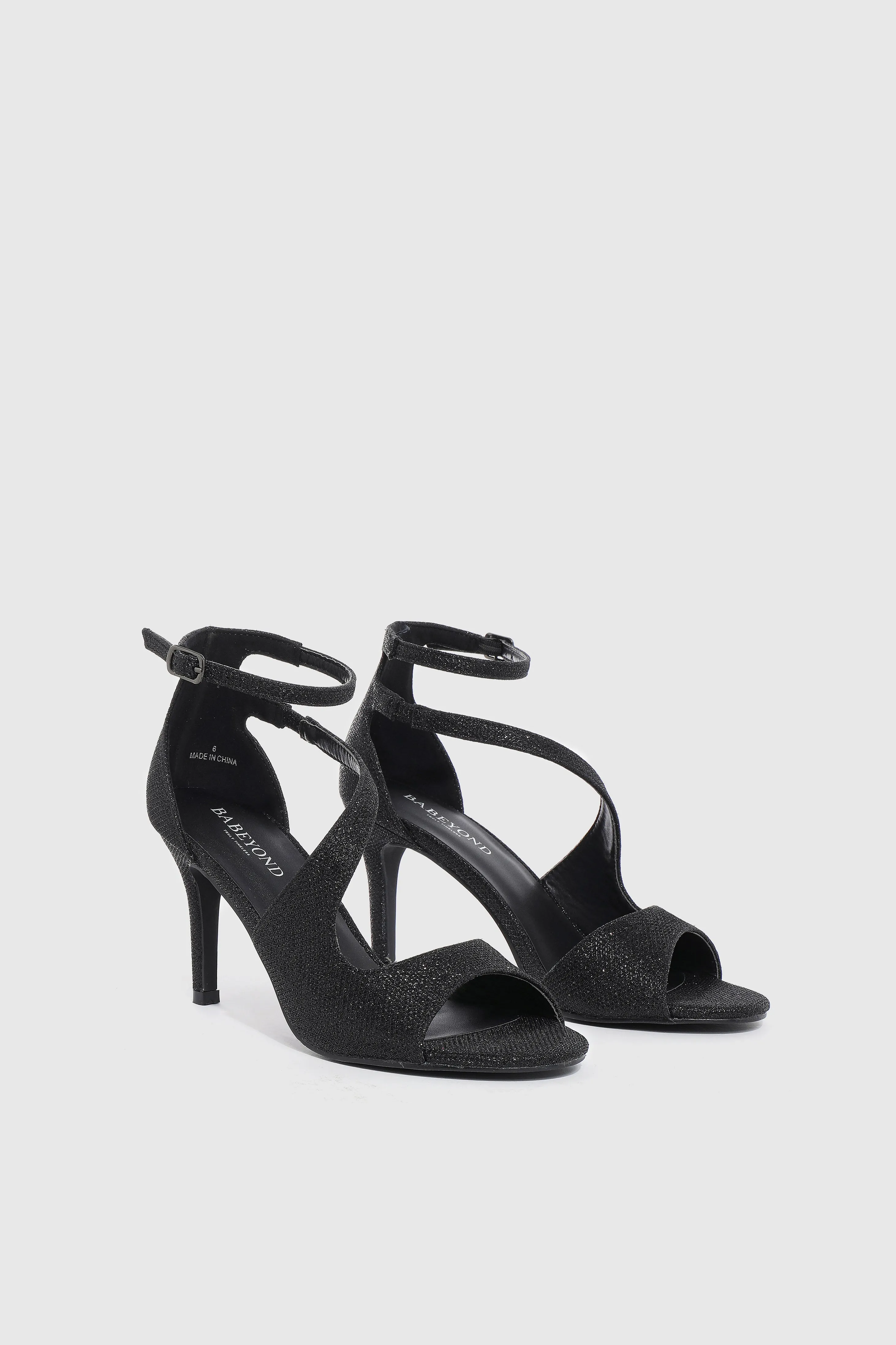 Glitter Open Toe Retro High Heels sold by BABEYOND