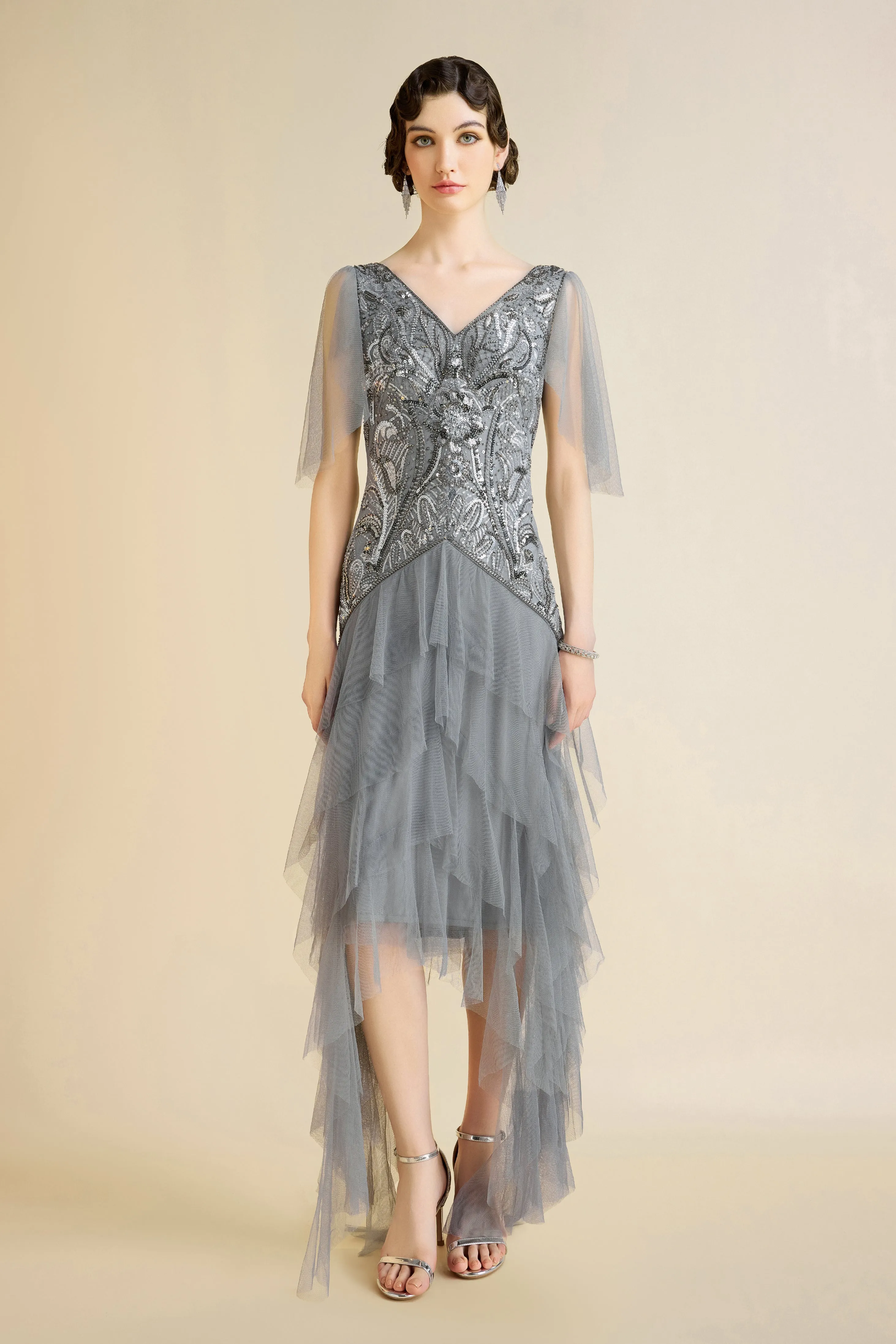 Romantic Irregular Ruffle Hem Evening Gown sold by BABEYOND