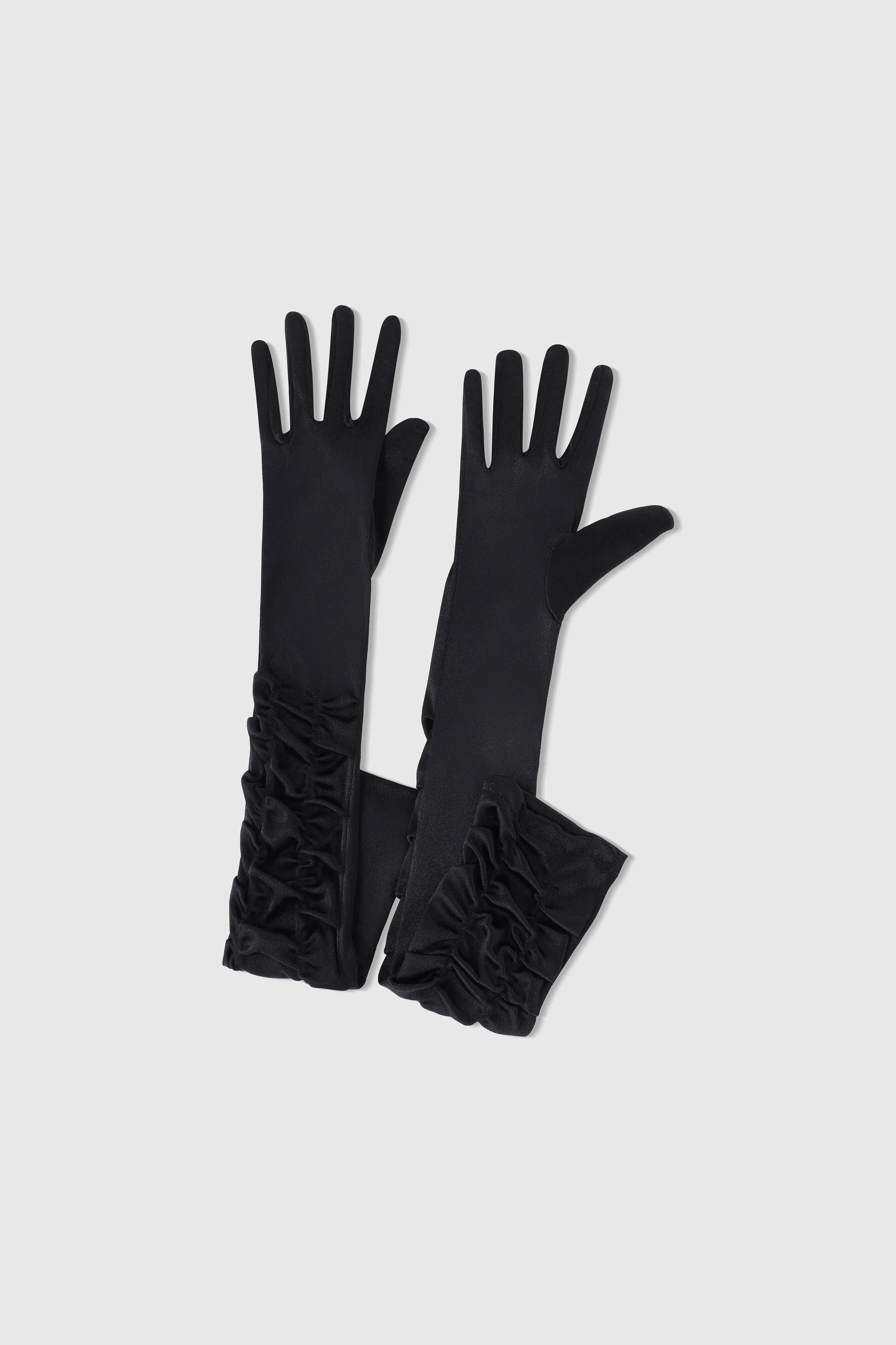 20.5" Wave Pleated Satin Stretchy Gloves sold by BABEYOND