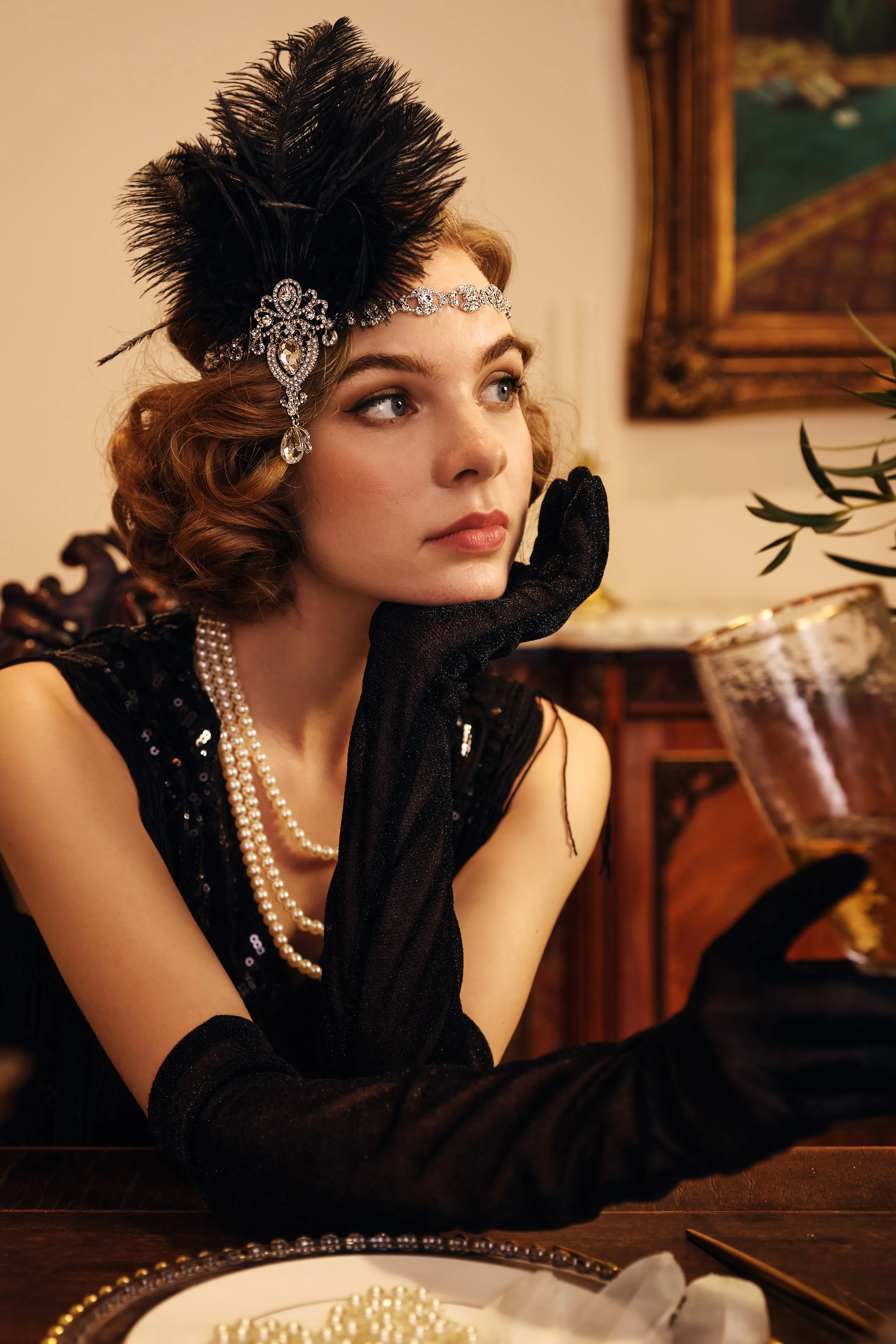 20.5" Glitter Mesh Elbow Length Gloves sold by BABEYOND product image thumbnail 4