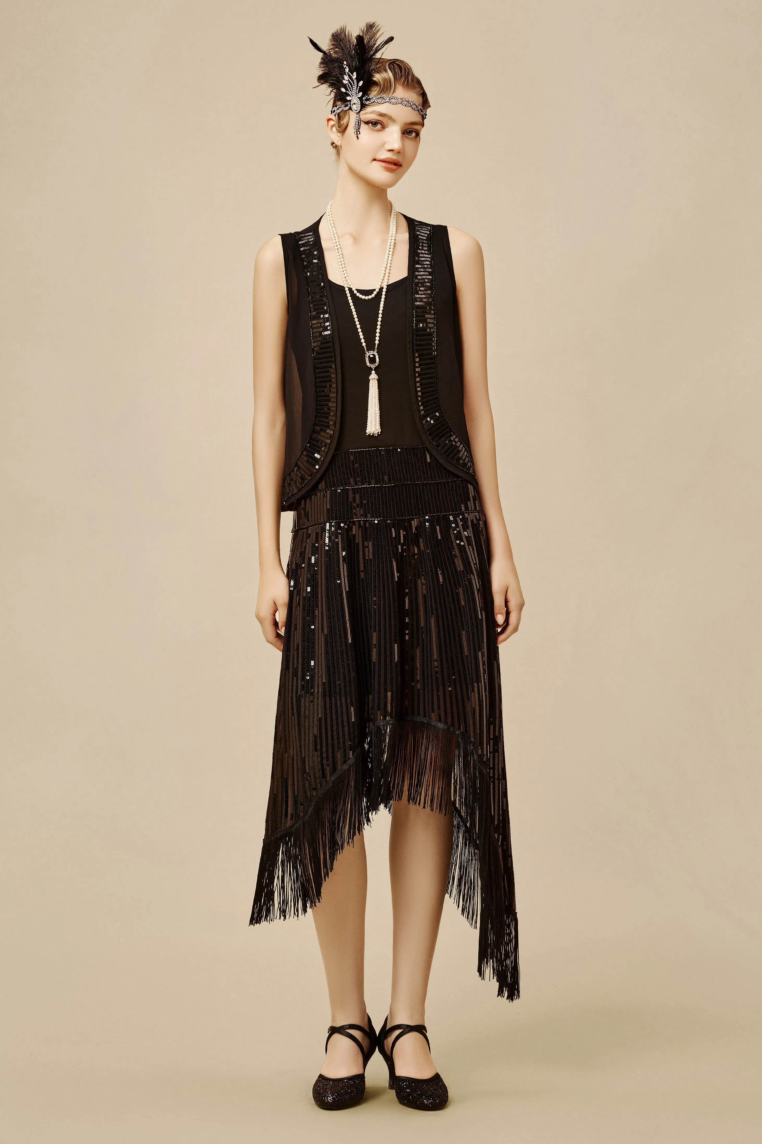 Classic 20s H-line Two-Piece Day Dress sold by BABEYOND product image thumbnail 3