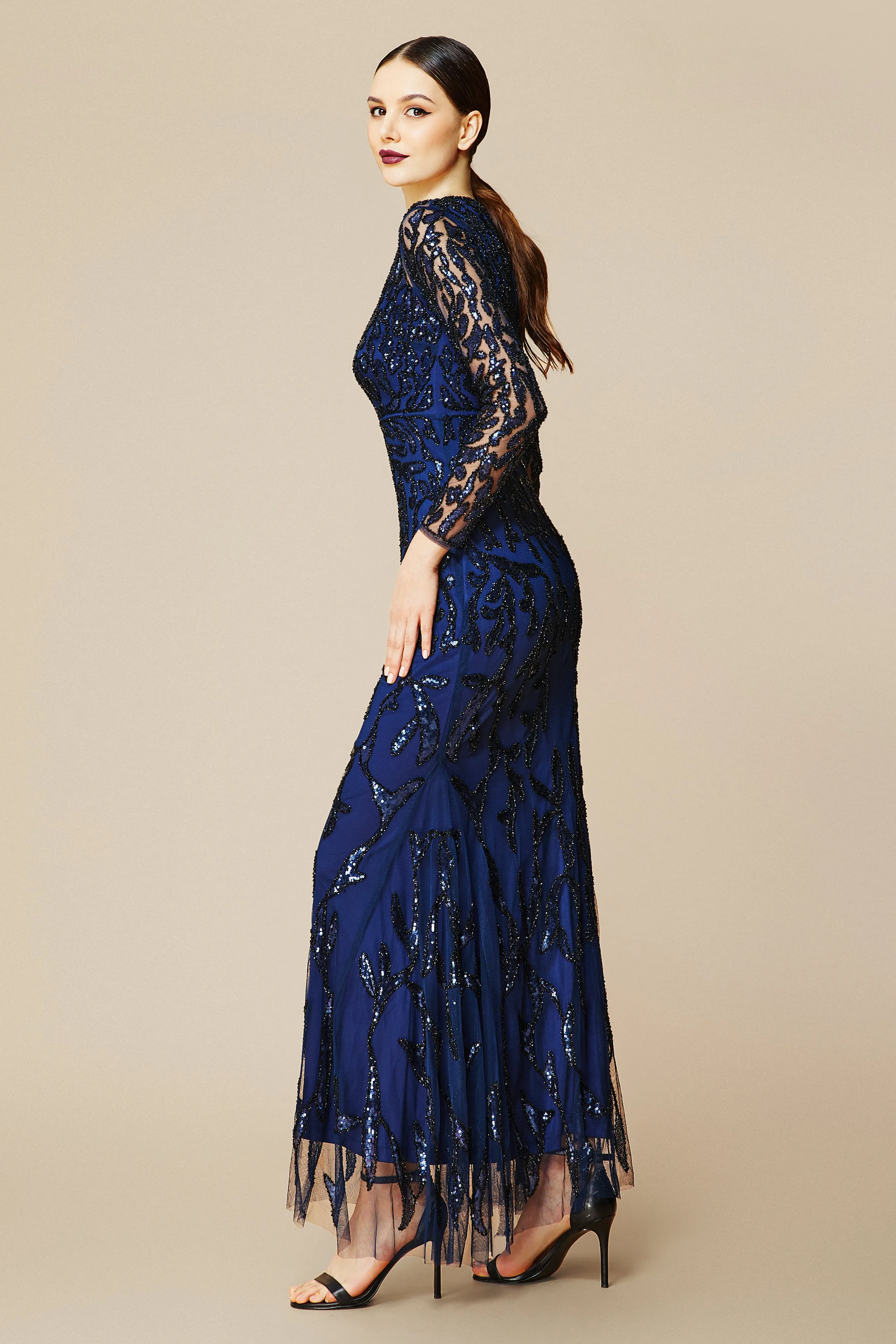 V Neck Sequin Bodycon Fitted Dress sold by BABEYOND product image thumbnail 3