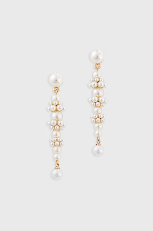 Pearl Cascading Drop Earrings sold by BABEYOND