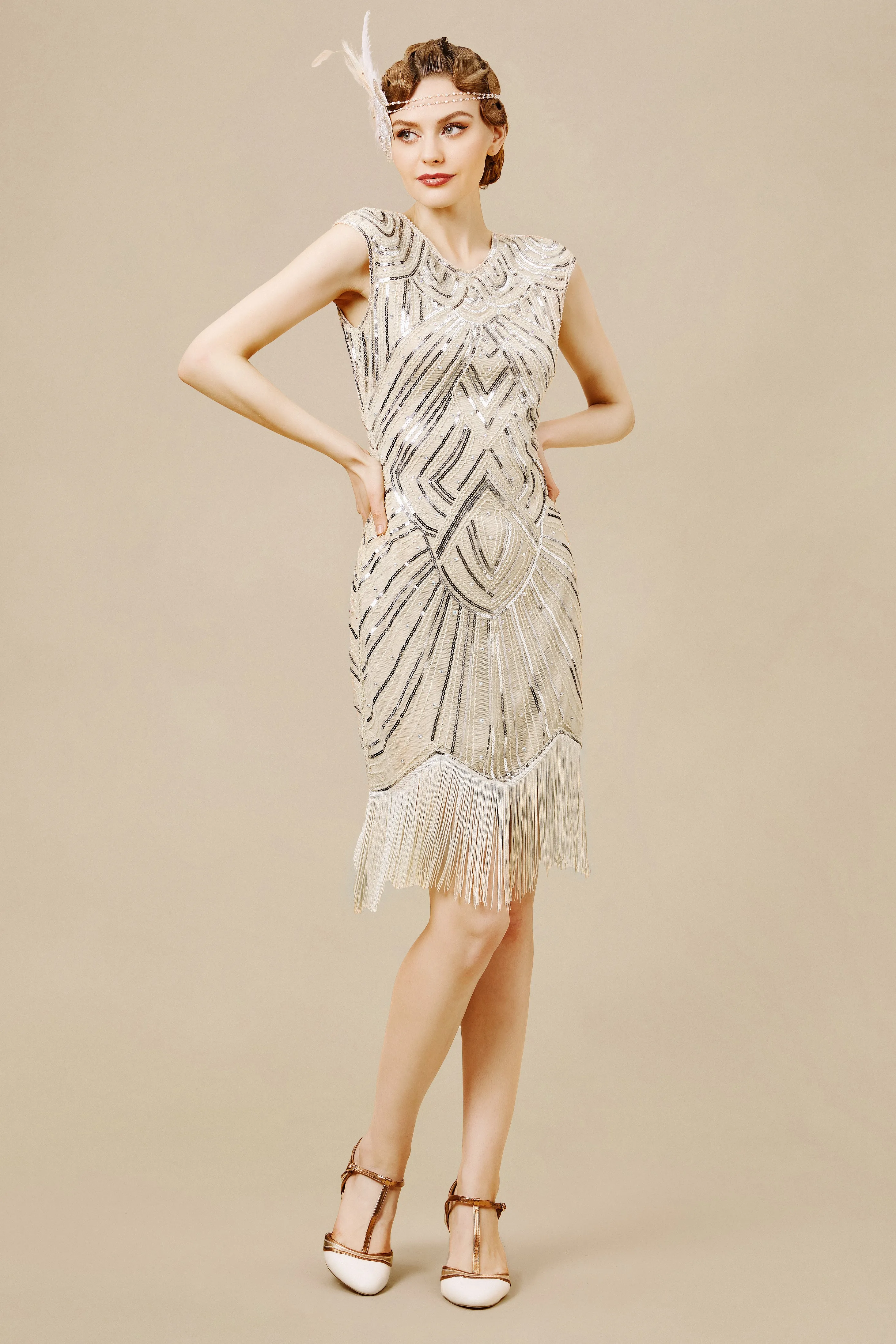 Embellished Sequin Cap Sleeves Dress sold by BABEYOND