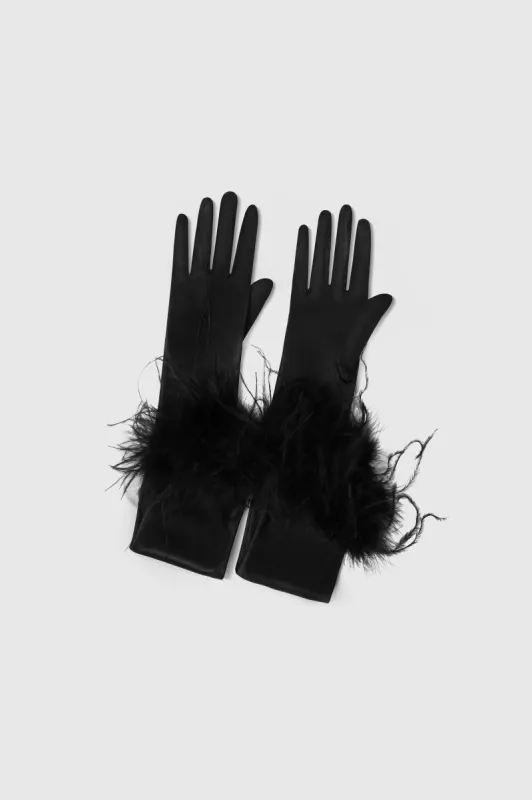 18.9" Ostrich Feather Satin Gloves sold by BABEYOND