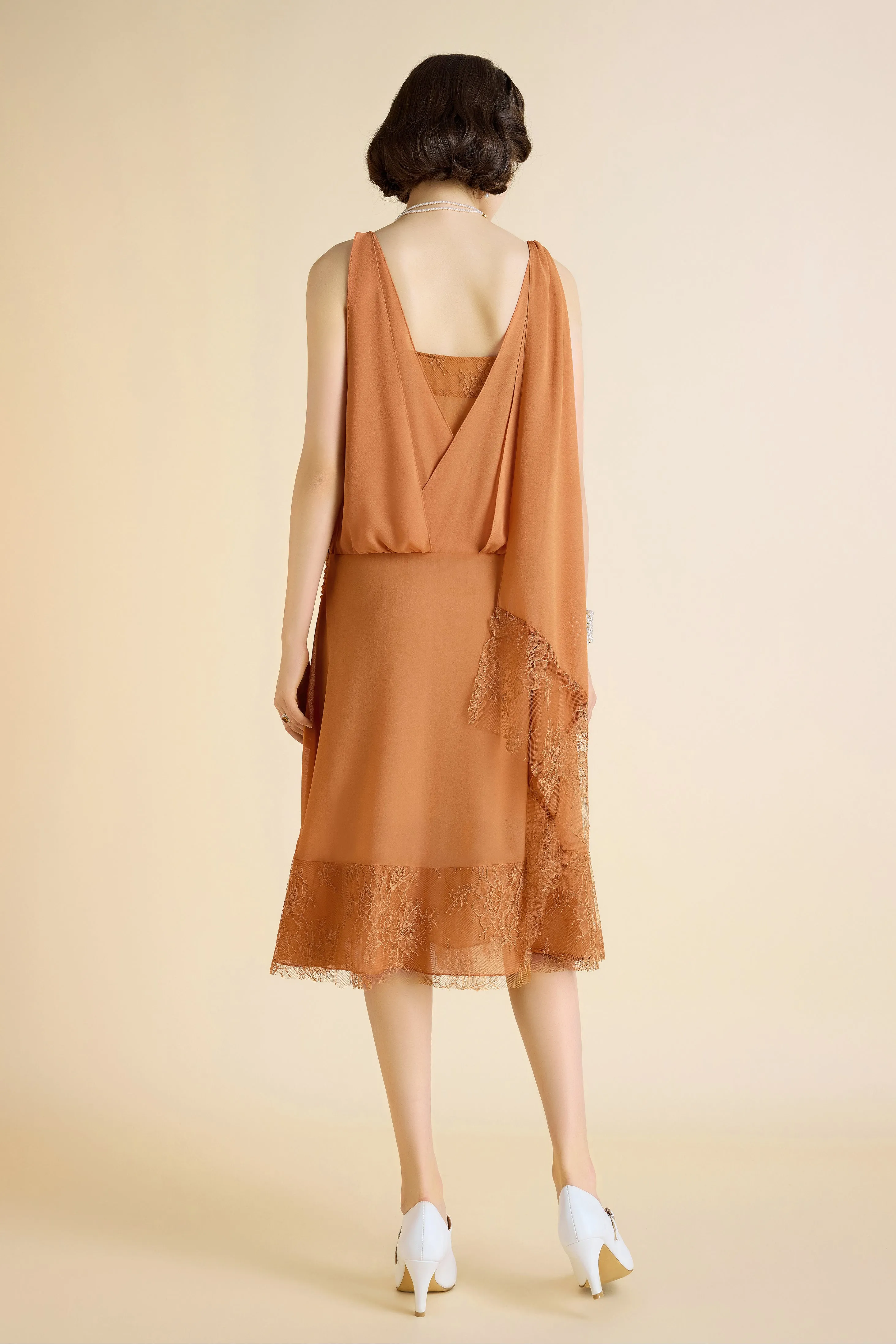 Classic Pleated Waistband Lace Day Dress sold by BABEYOND product image thumbnail 4
