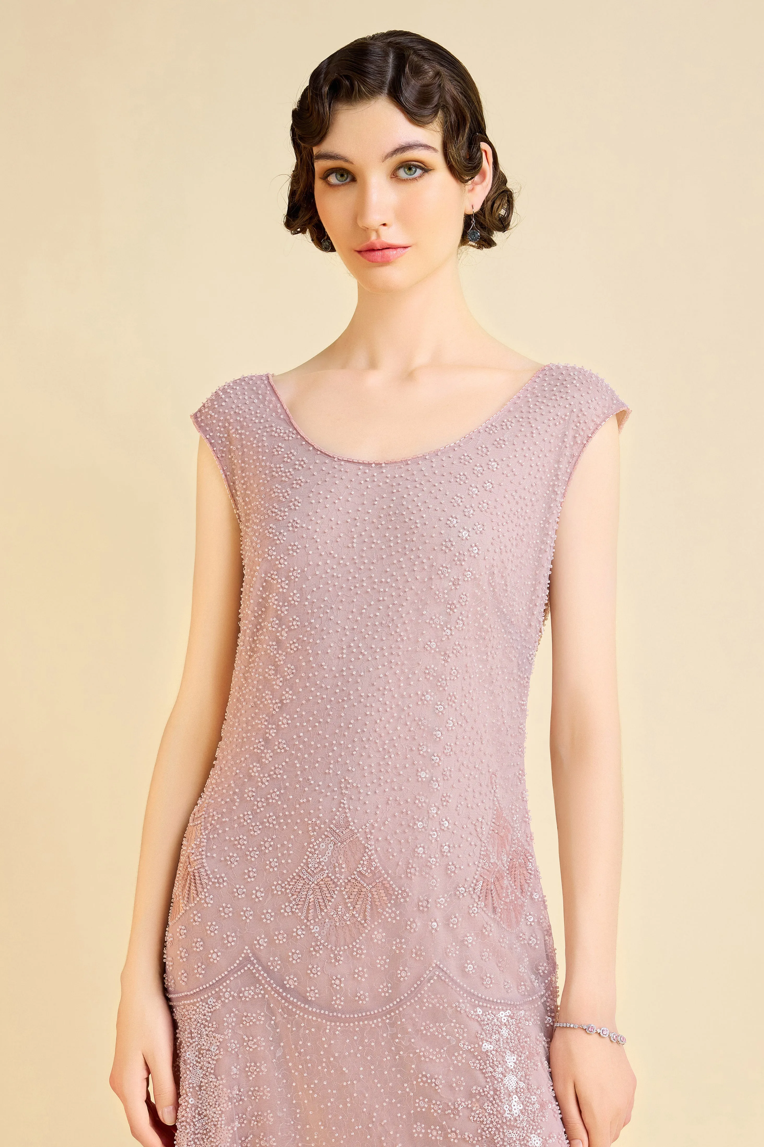 Chic Cap Sleeve Beaded H-Line Cocktail Dress sold by BABEYOND product image thumbnail 4