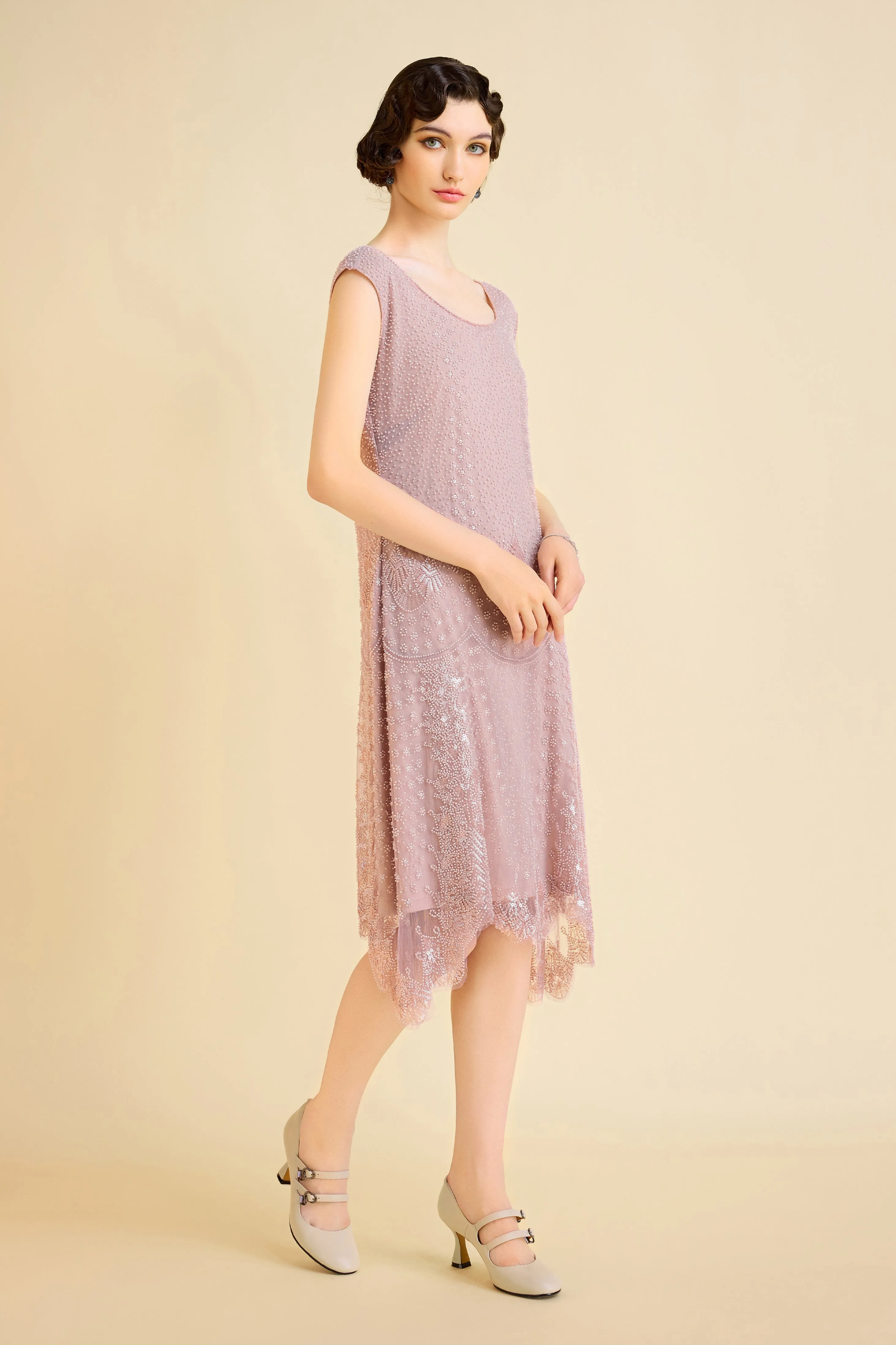 Chic Cap Sleeve Beaded H-Line Cocktail Dress sold by BABEYOND product image thumbnail 3