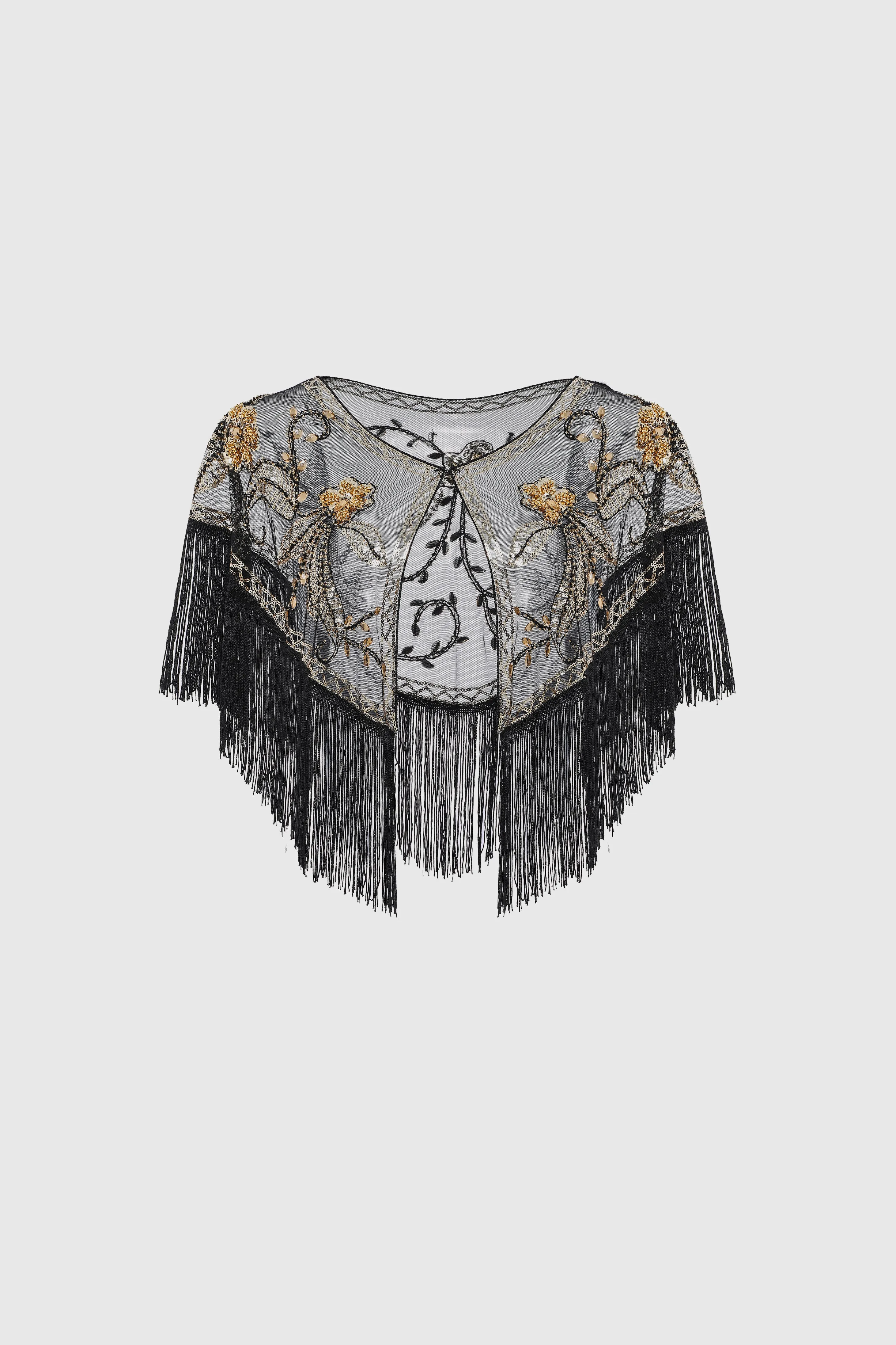 1920s Beaded Sequin Floral Shawl sold by BABEYOND