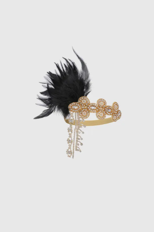 Crystal Beaded Feather Headband sold by BABEYOND
