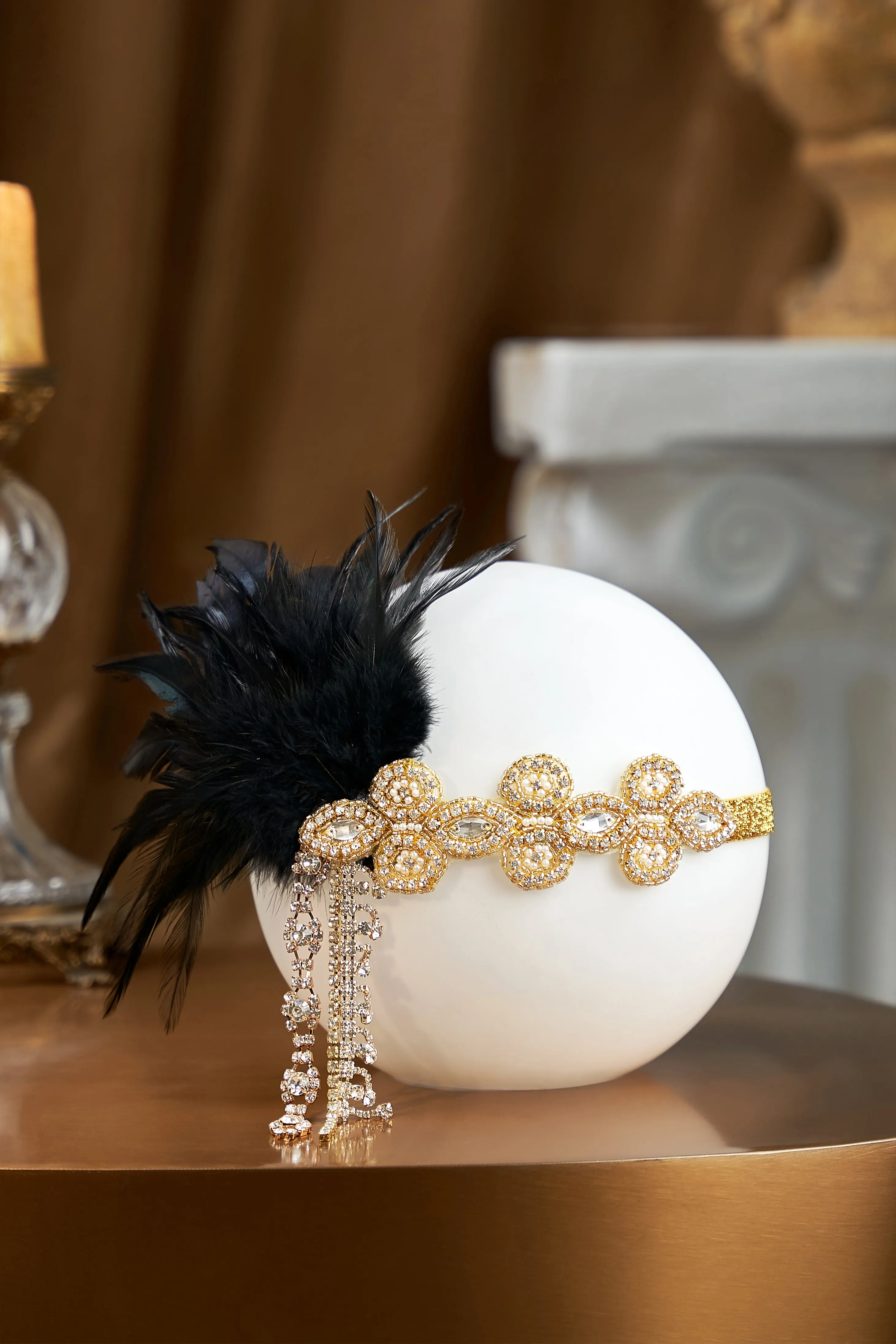 Crystal Beaded Feather Headband sold by BABEYOND product image thumbnail 5