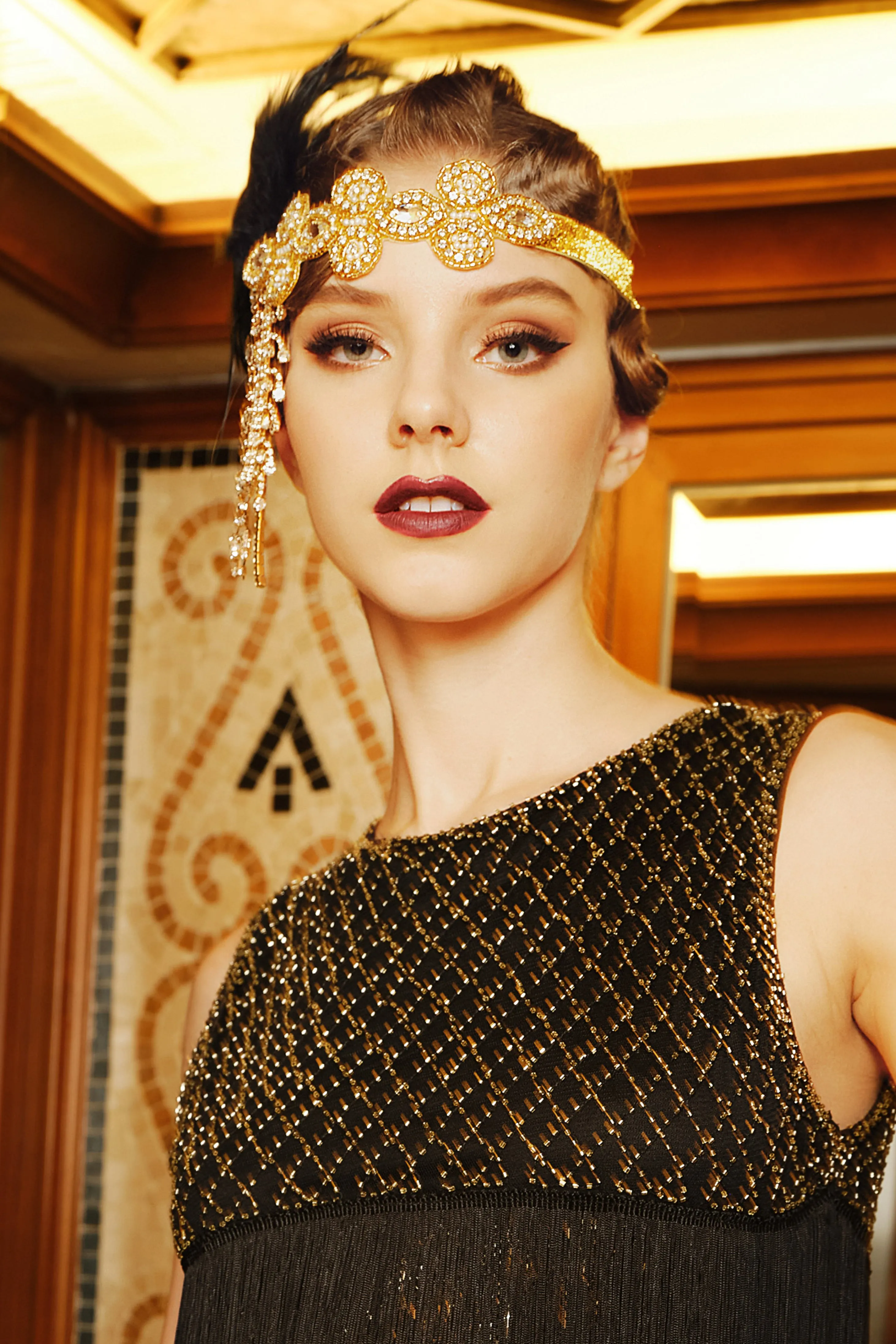 Crystal Beaded Feather Headband sold by BABEYOND product image thumbnail 2