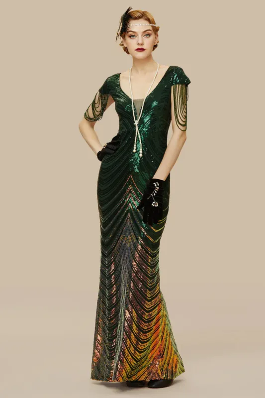 Sheer Scoop Neck Iridescent Sequin Dress sold by BABEYOND