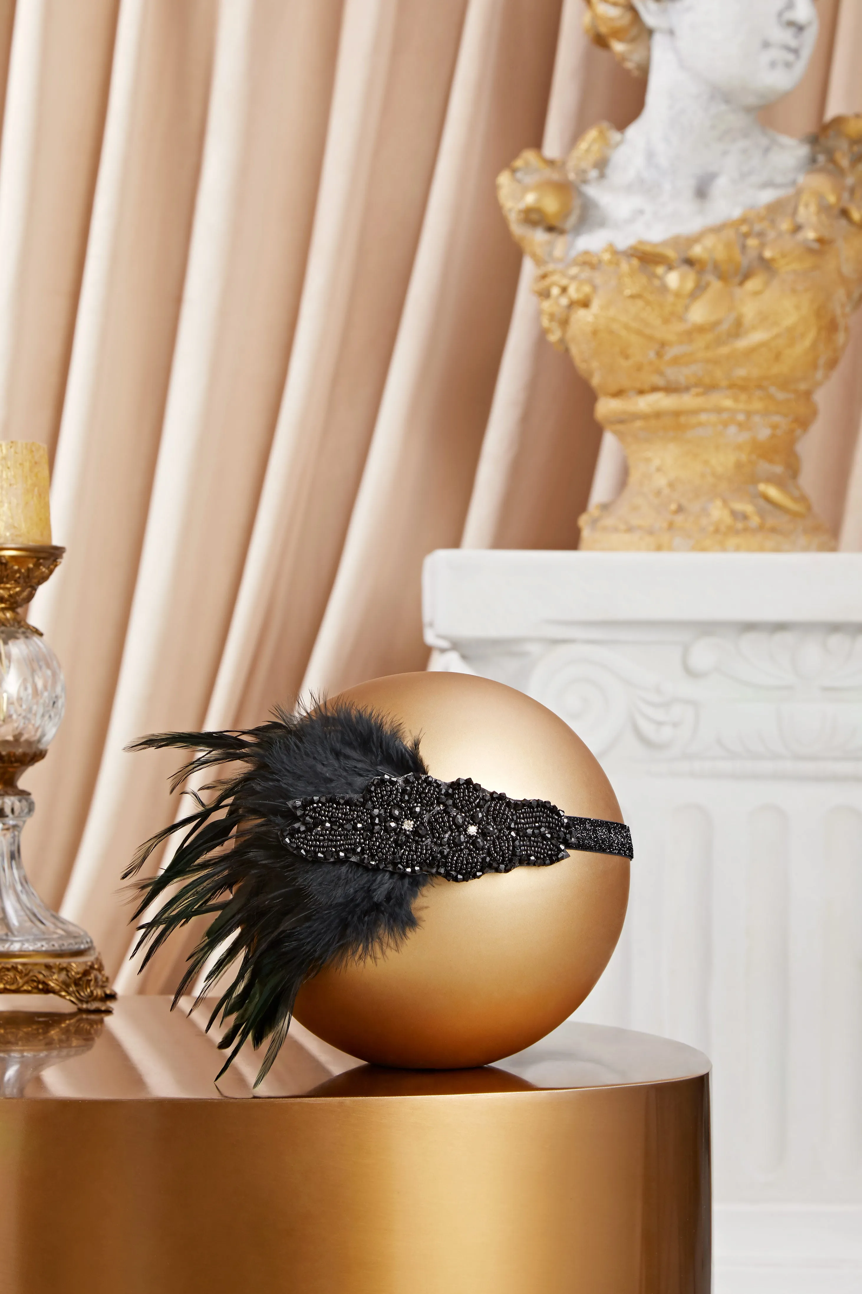 Embroidered Feather Shimmer Headband sold by BABEYOND product image thumbnail 3