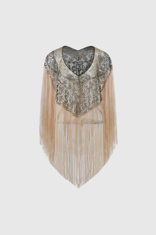 Heart Shaped Long Fringed Sequin Shawl sold by BABEYOND