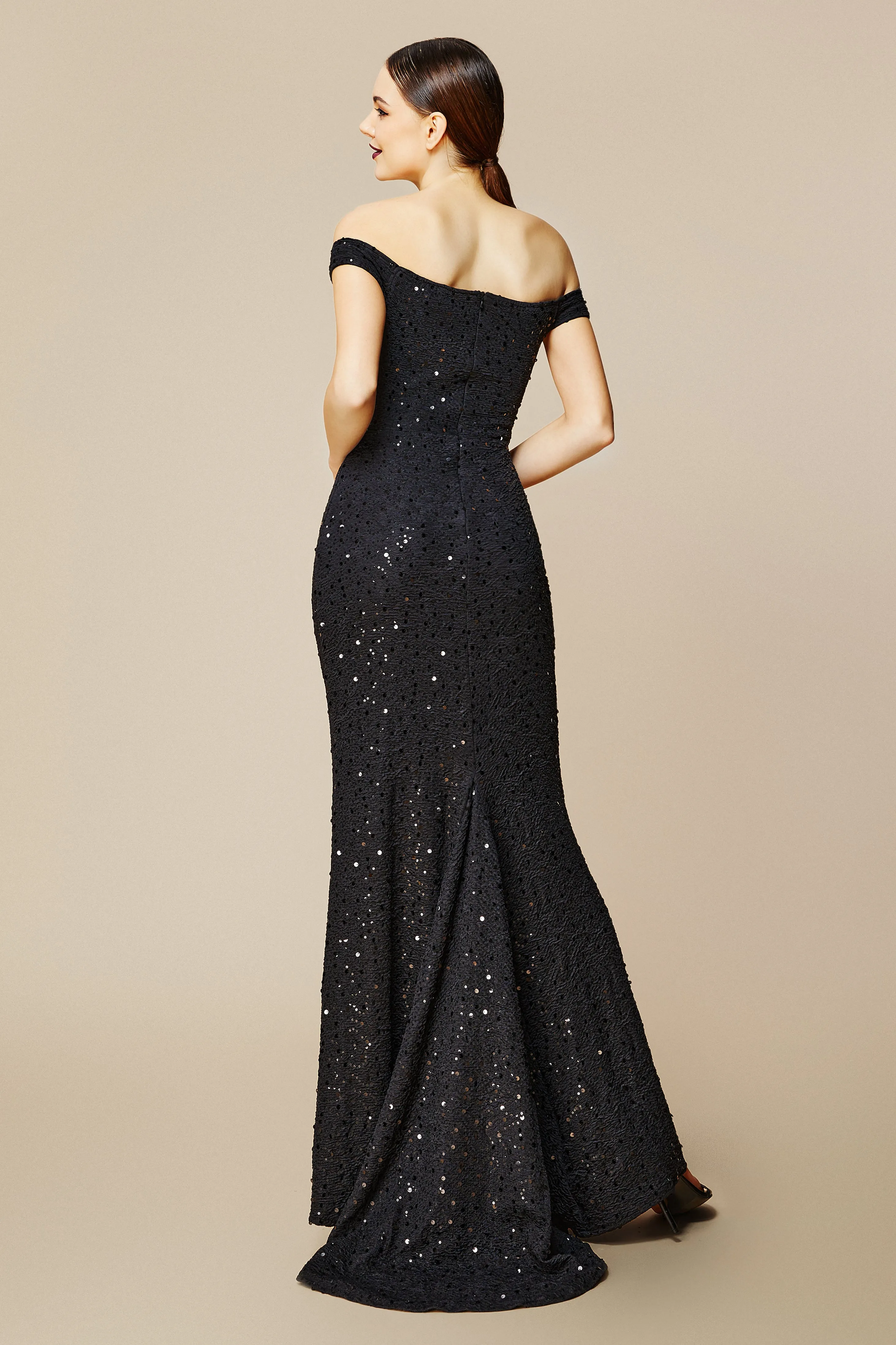 Off Shoulder Textured Fishtail Dress sold by BABEYOND product image thumbnail 2