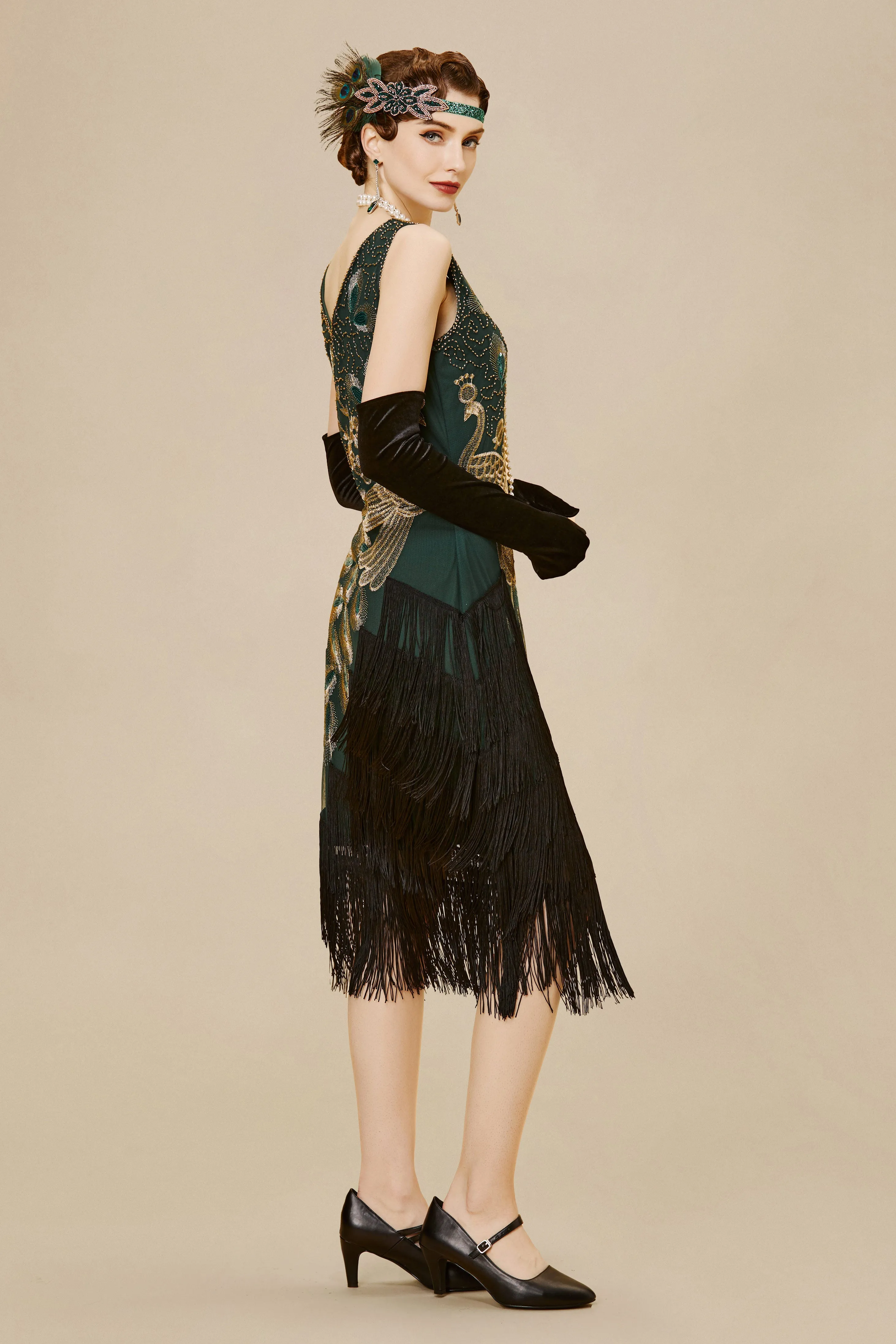 Irregular Tassel Hem Peacock Dress sold by BABEYOND product image thumbnail 3