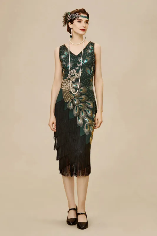 Irregular Tassel Hem Peacock Dress sold by BABEYOND