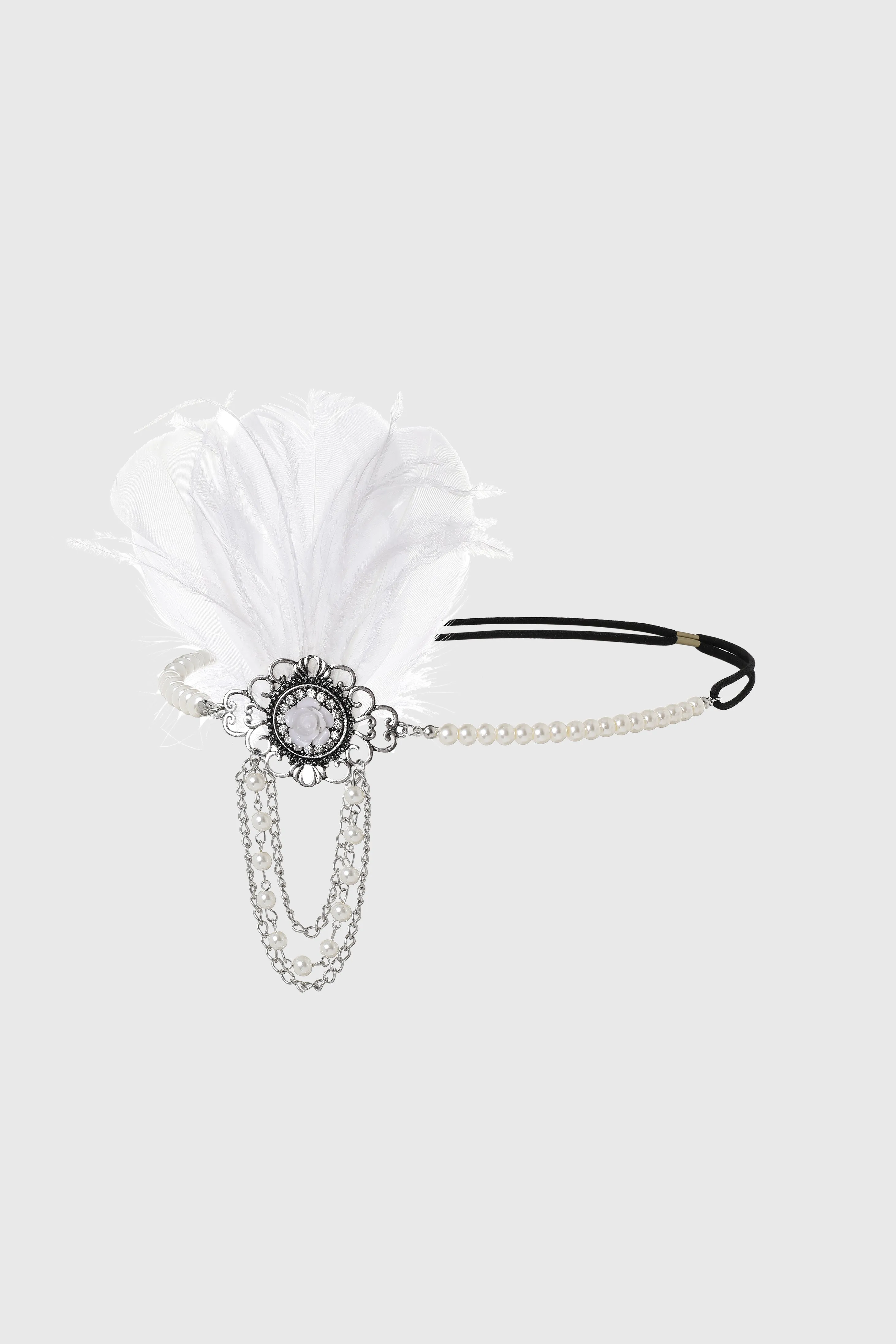 Floral Pearls Chain Feather Headband sold by BABEYOND product image thumbnail 3