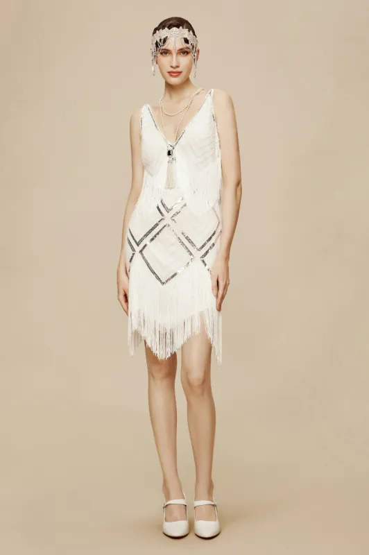 Beaded Sequin V-Neck Mini Slip Dress sold by BABEYOND