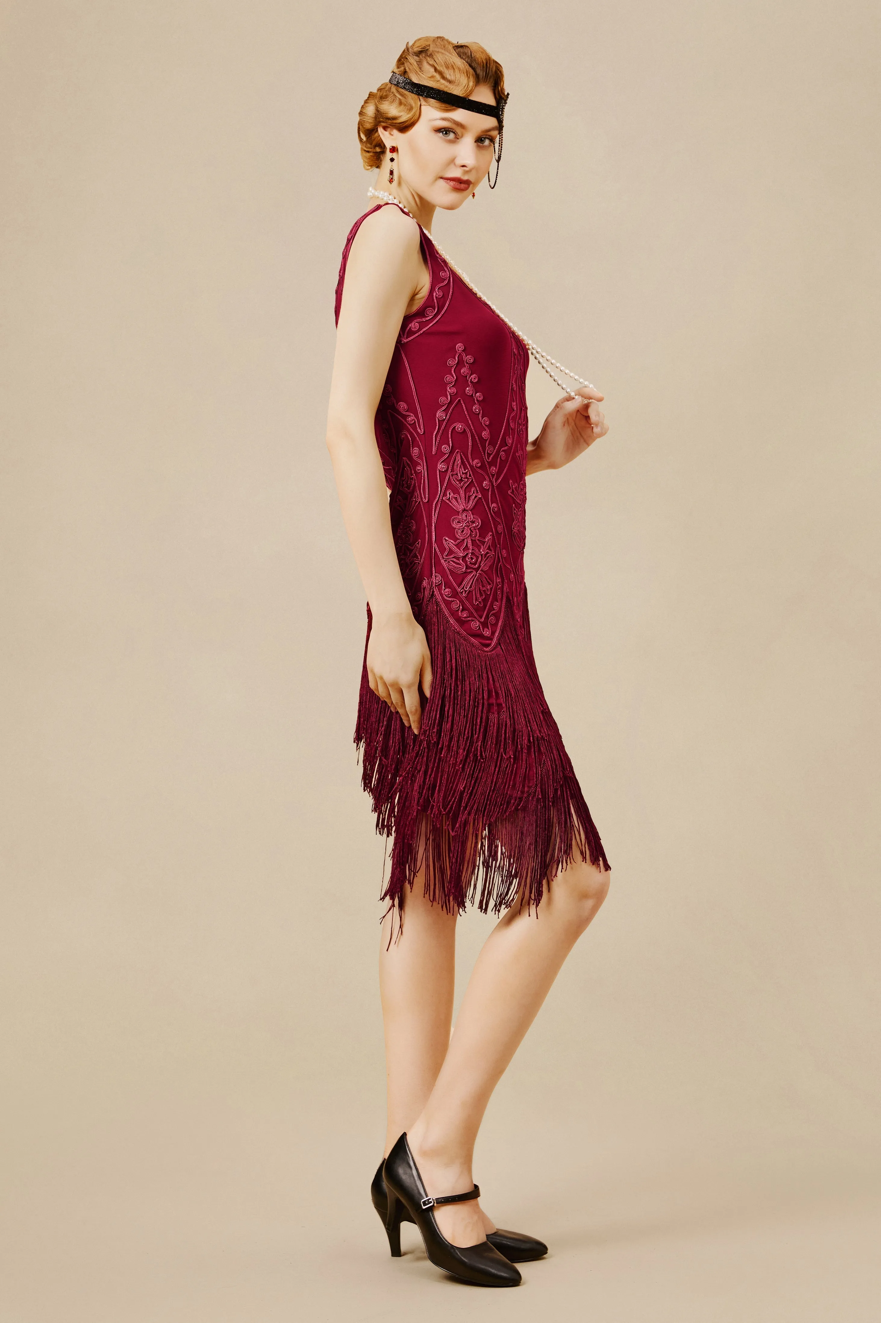 1920s Embroidery Retro Flapper Dress sold by BABEYOND product image thumbnail 3