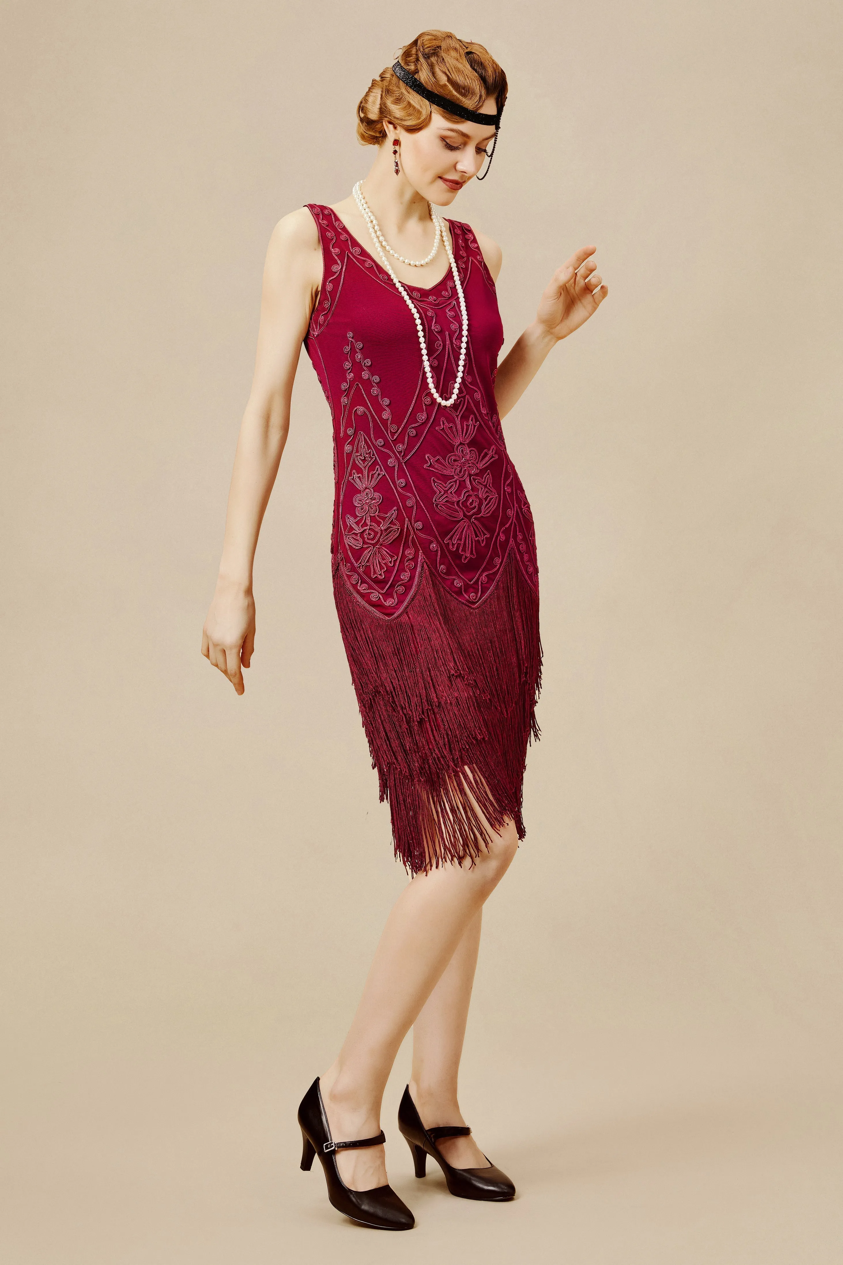 1920s Embroidery Retro Flapper Dress sold by BABEYOND