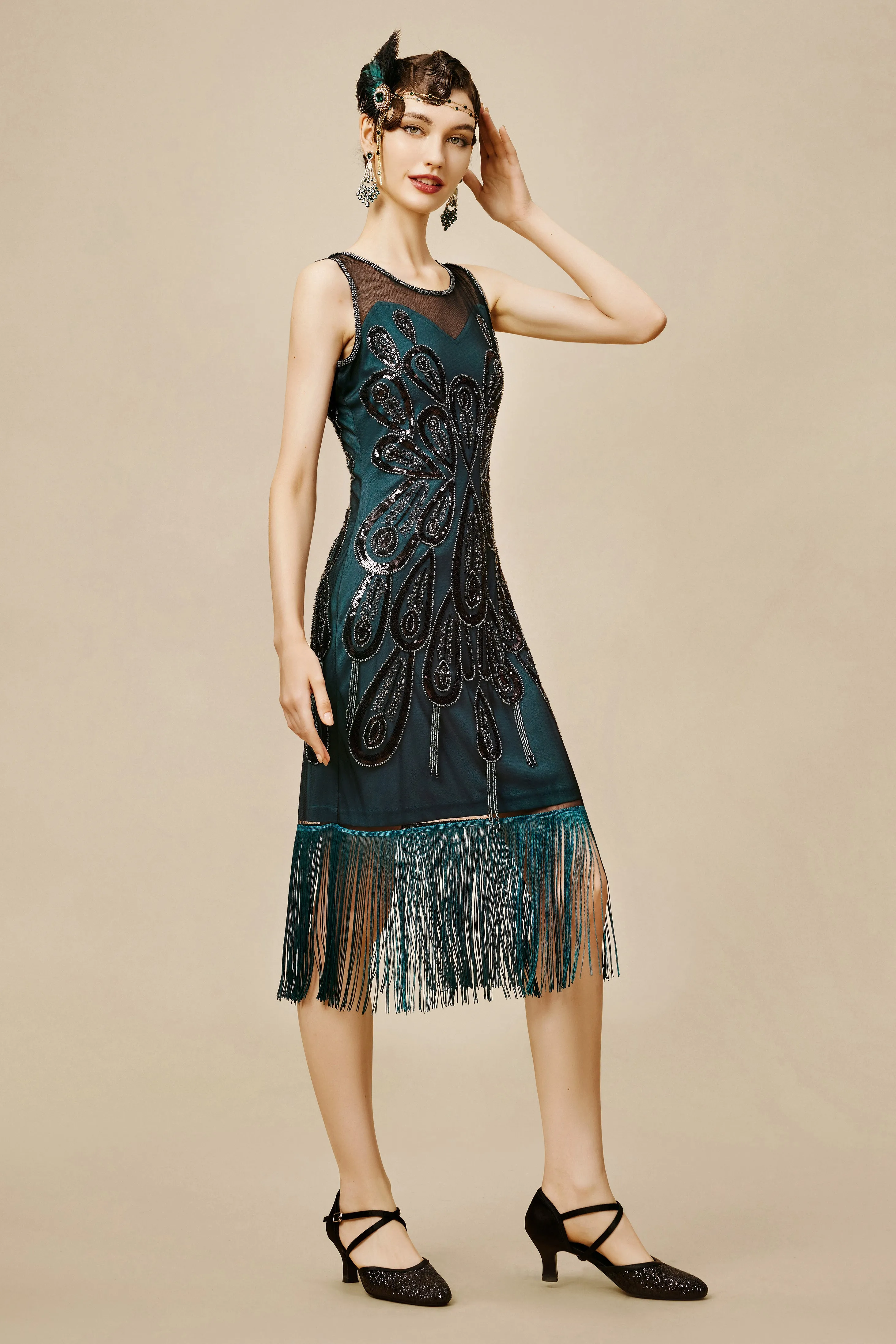 Peacock Tassel Flapper Dress sold by BABEYOND product image thumbnail 3
