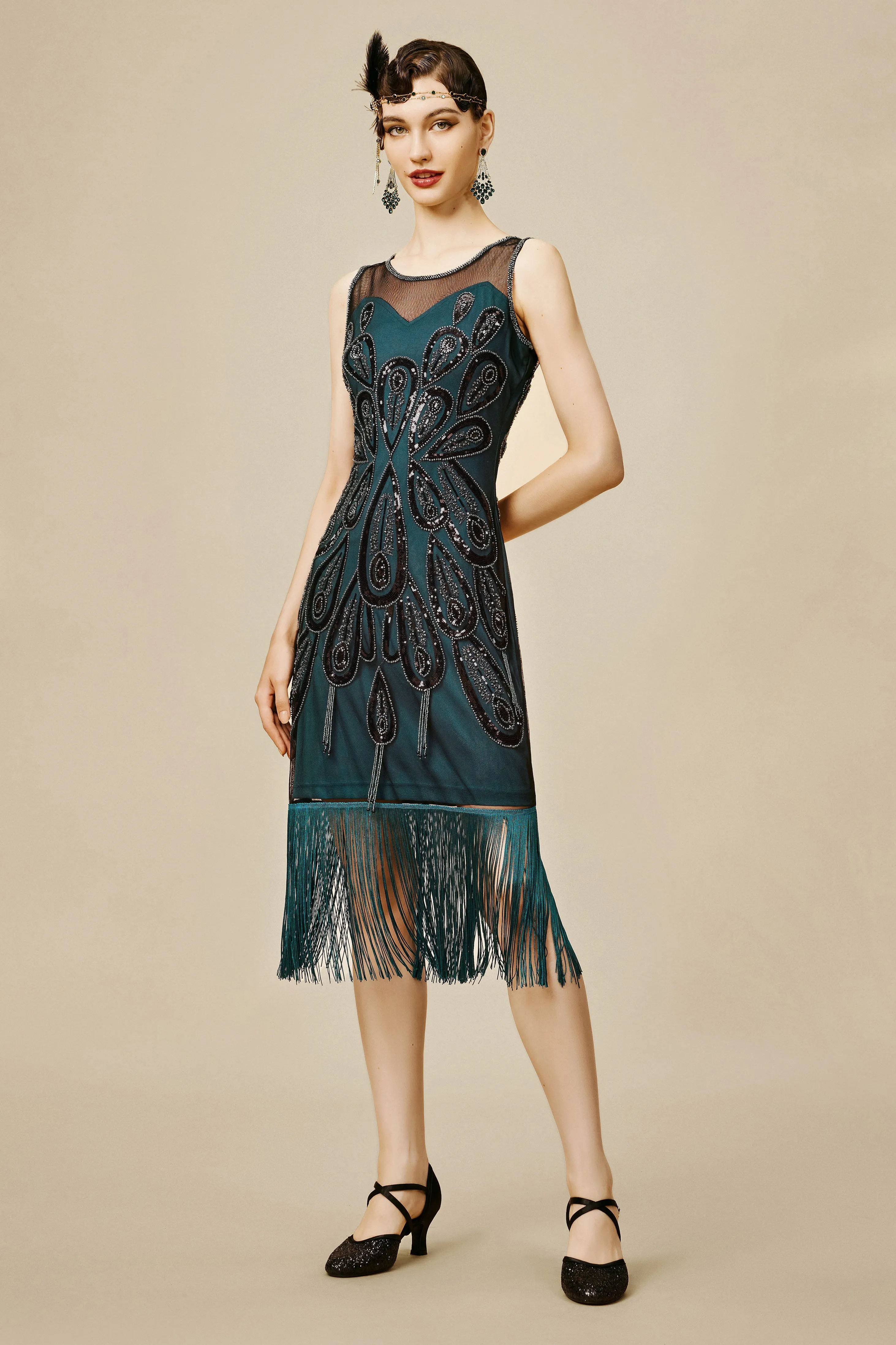 Peacock Tassel Flapper Dress sold by BABEYOND