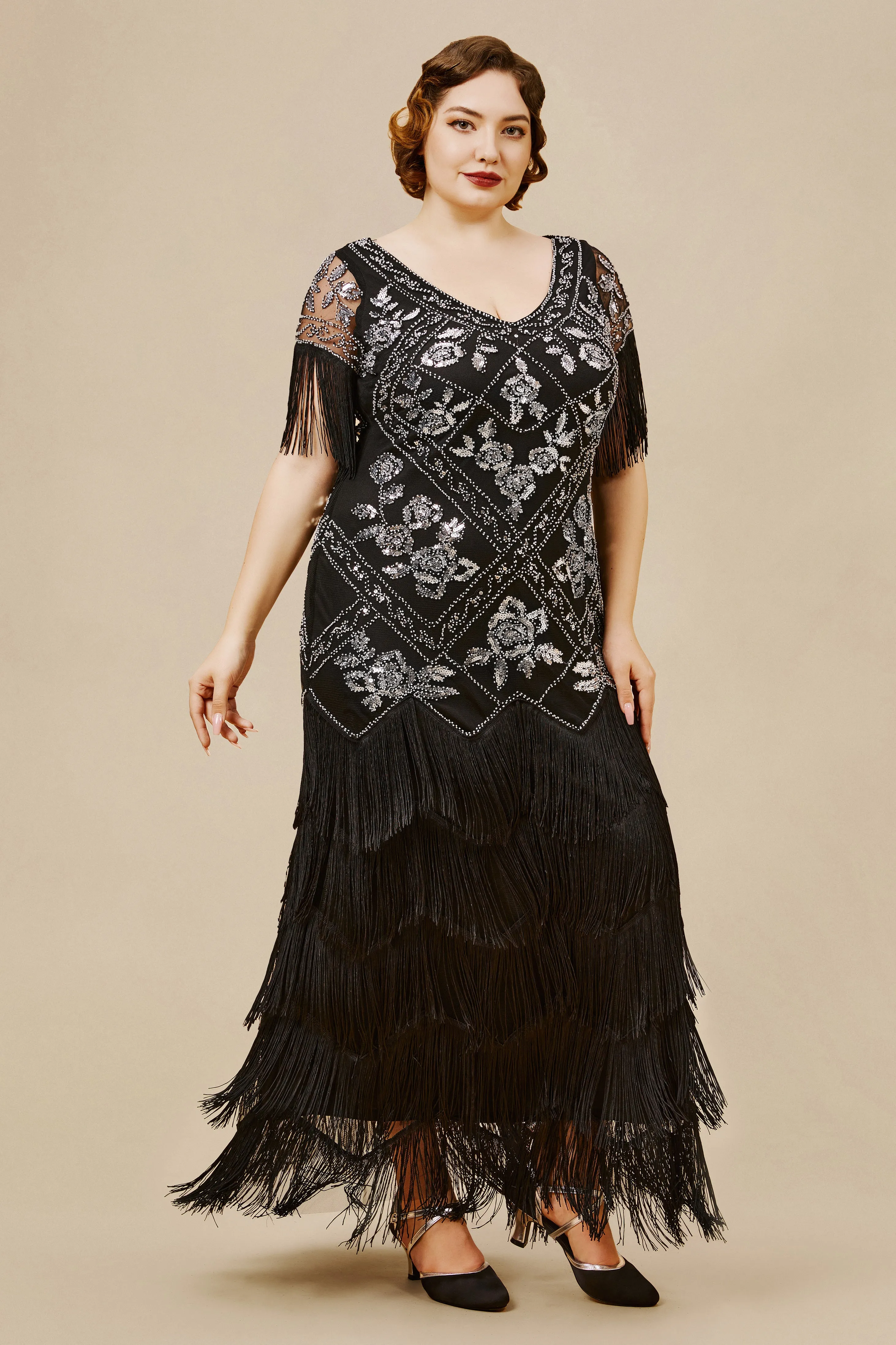 Flowery Multi-Layer Maxi Mermaid Plus Size Dress sold by BABEYOND product image thumbnail 3