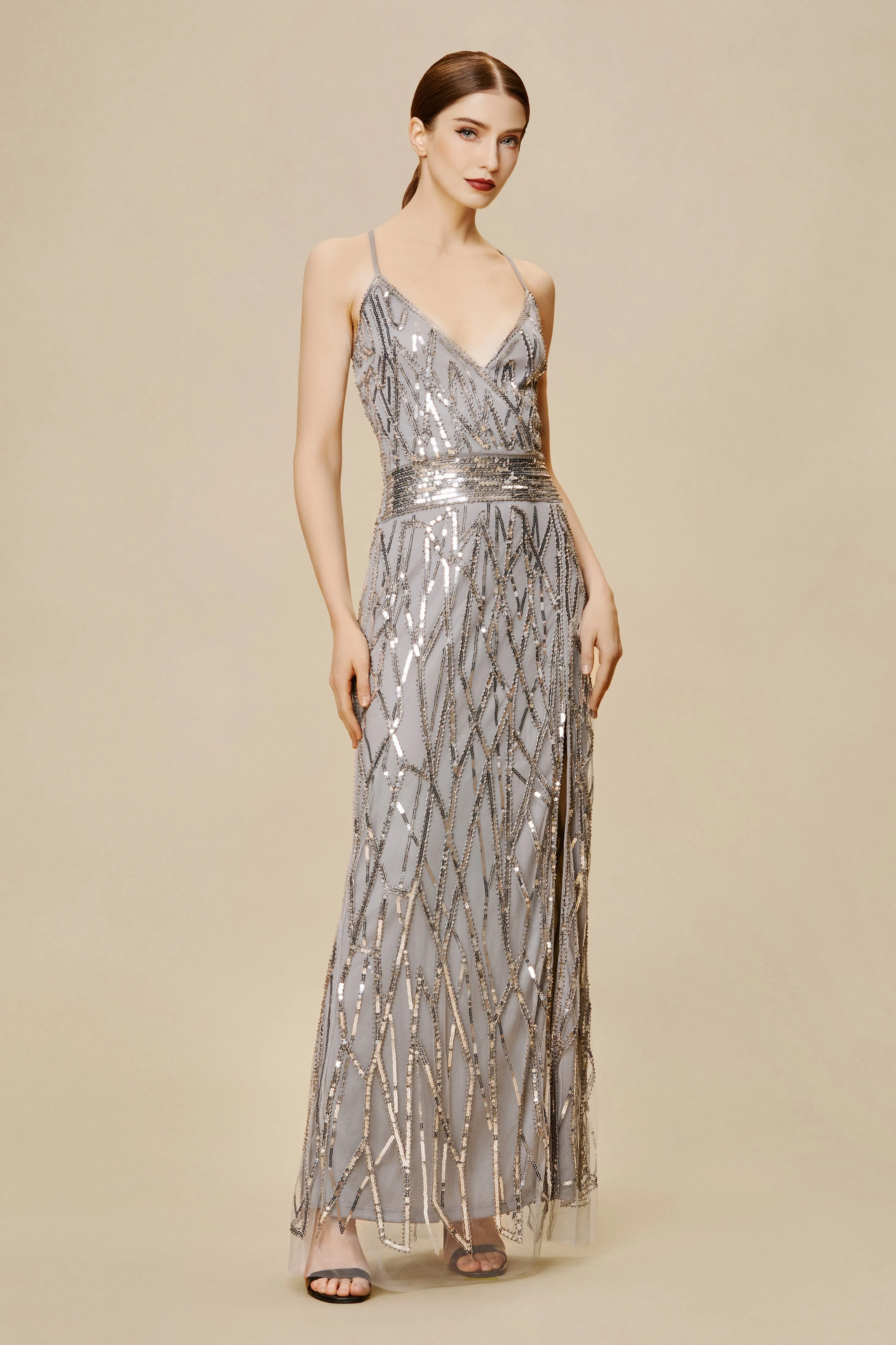 Suspender High Slit Maxi Cocktail Dress sold by BABEYOND product image thumbnail 3