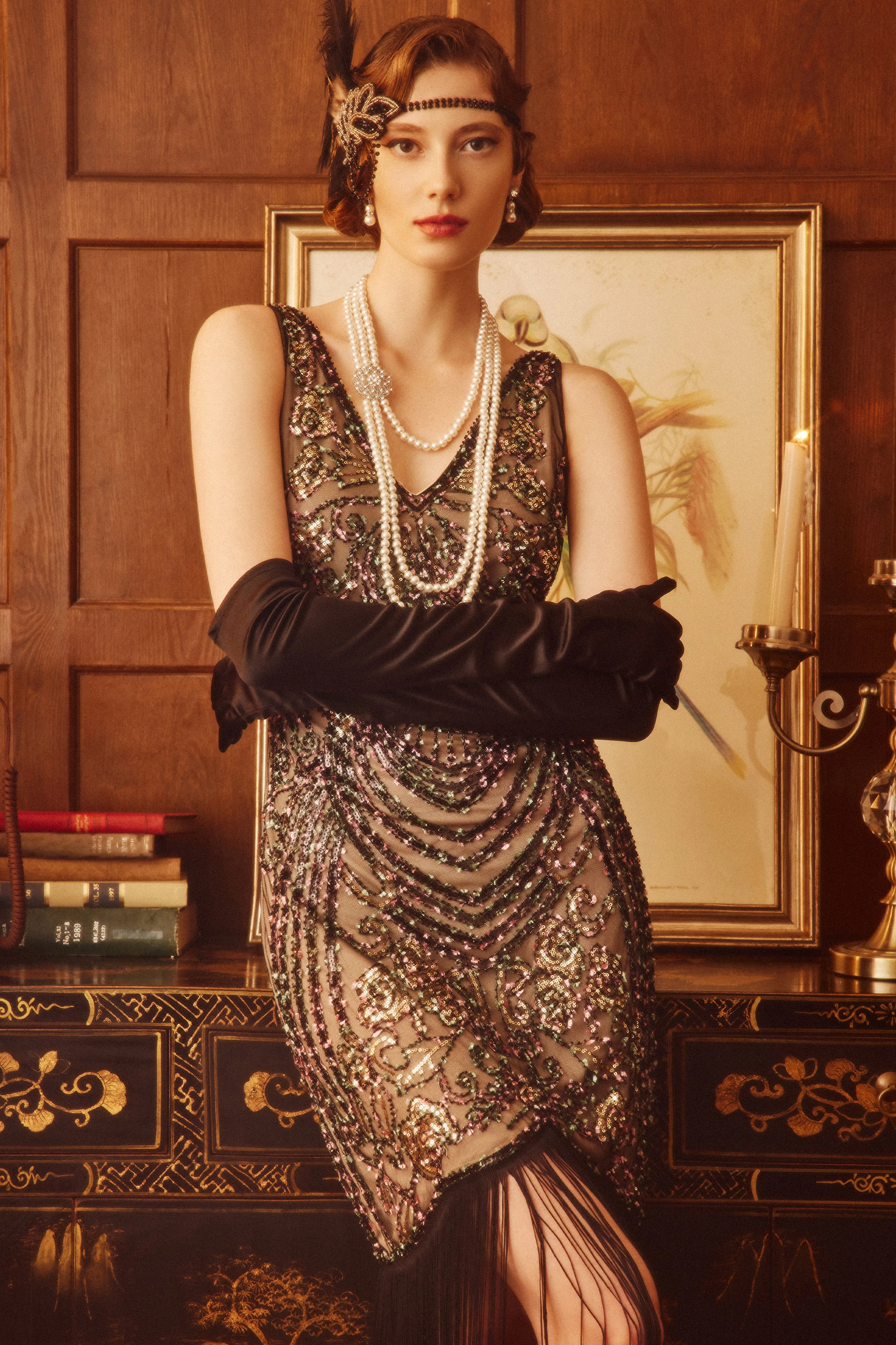 21.6" Long Satin Stretchy Flapper Gloves sold by BABEYOND product image thumbnail 5