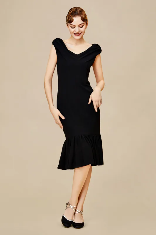 Elegant Piled Neck Ruffled Midi Dress sold by BABEYOND