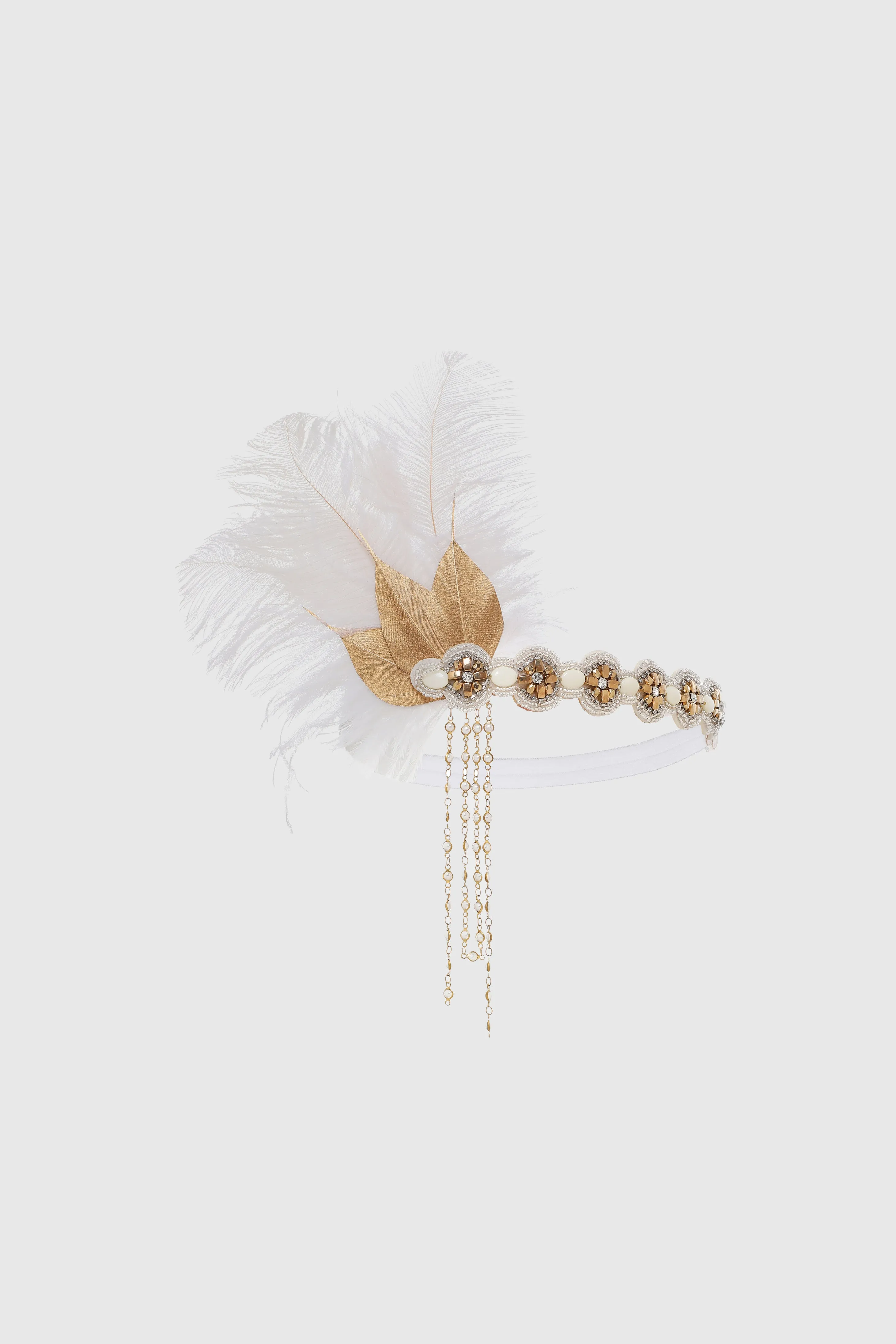 Roaring 20s Leaf Feather Headband sold by BABEYOND