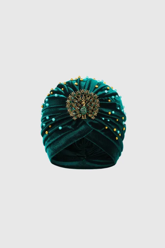 1920s Beaded Peacock Turban Hat sold by BABEYOND