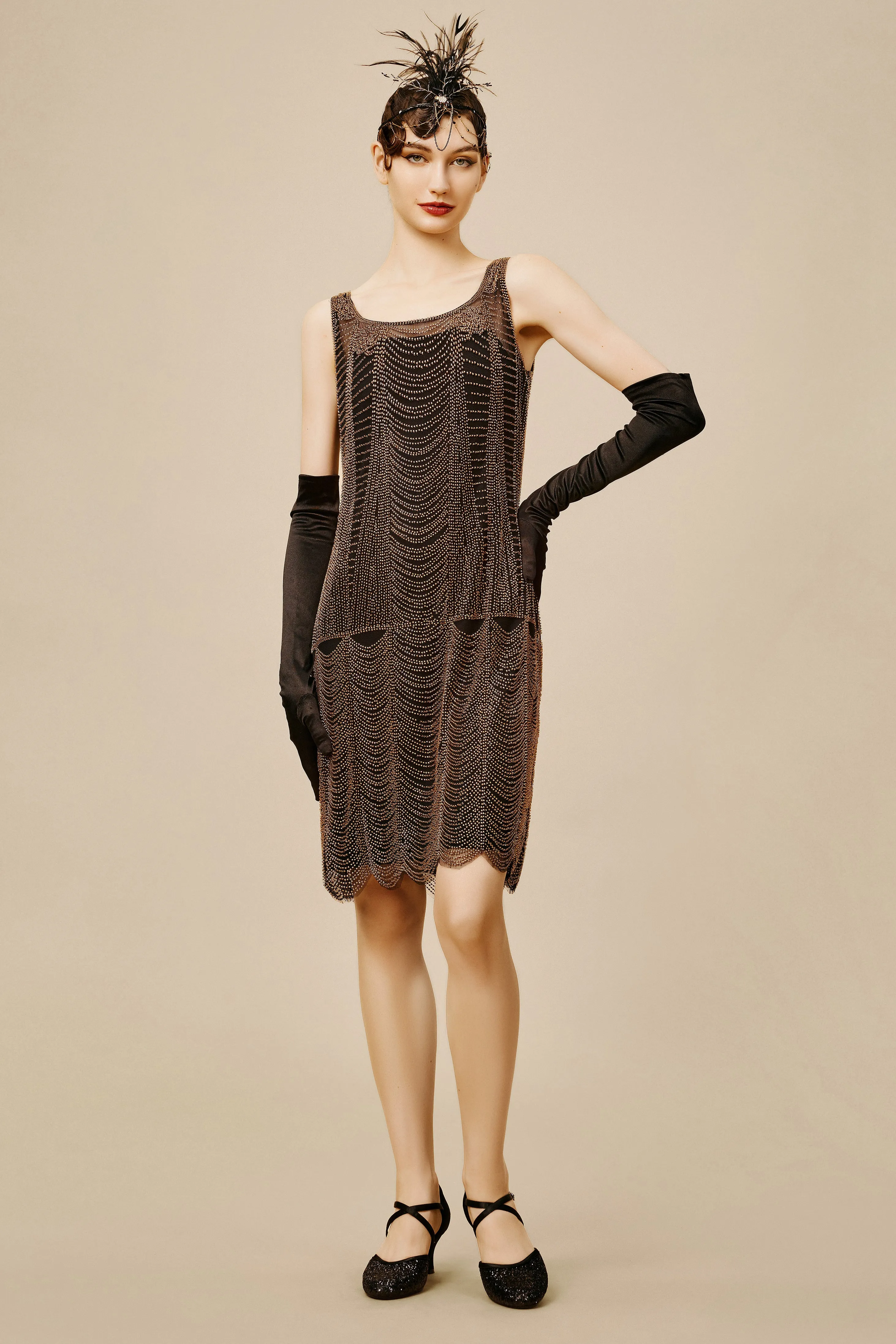 Decadent Draped Flapper Plus Size Dress sold by BABEYOND