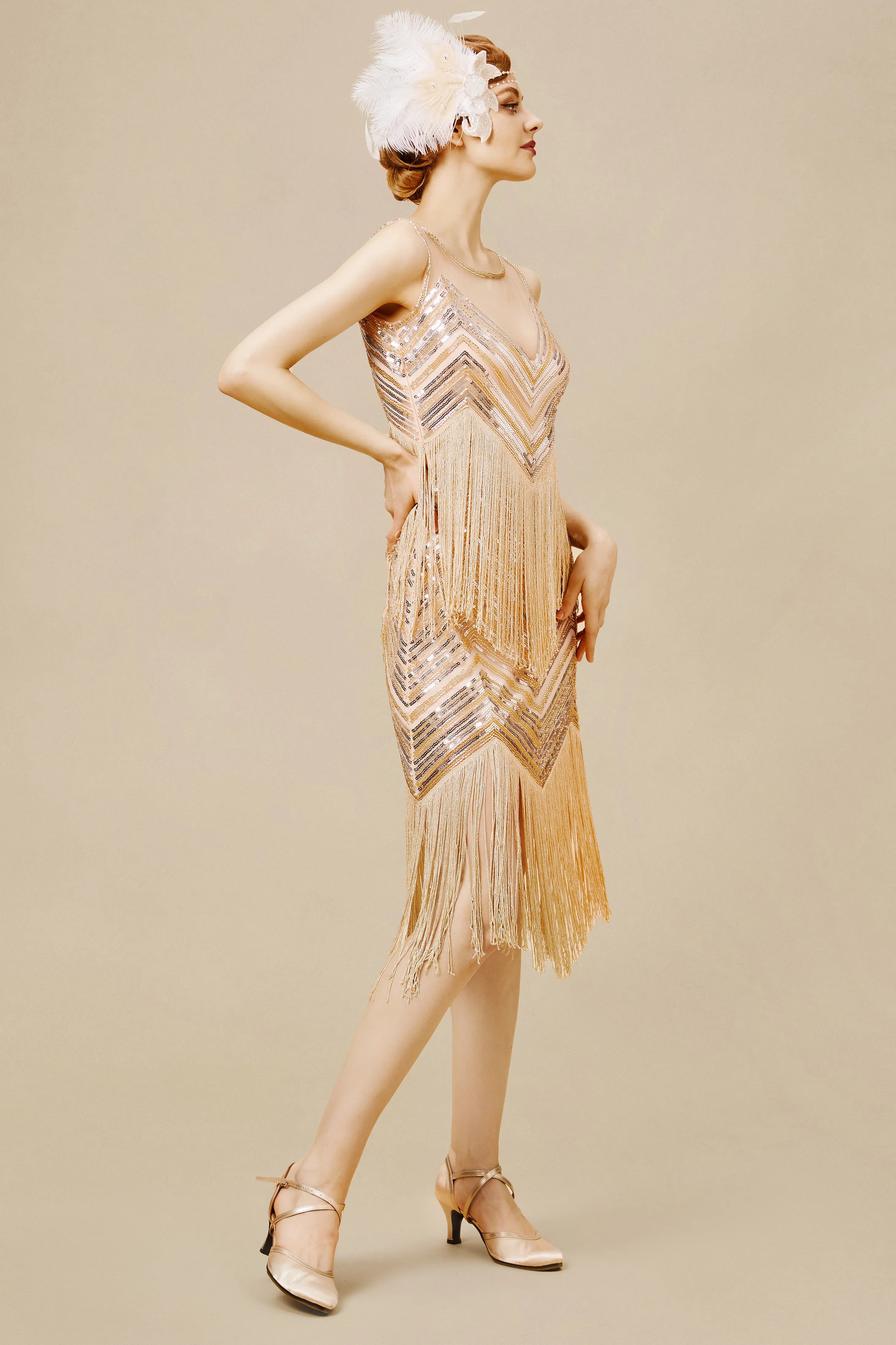 Streamlined Sequin Fringe Flapper Dress sold by BABEYOND product image thumbnail 3