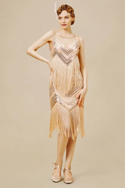 Streamlined Sequin Fringe Flapper Dress sold by BABEYOND