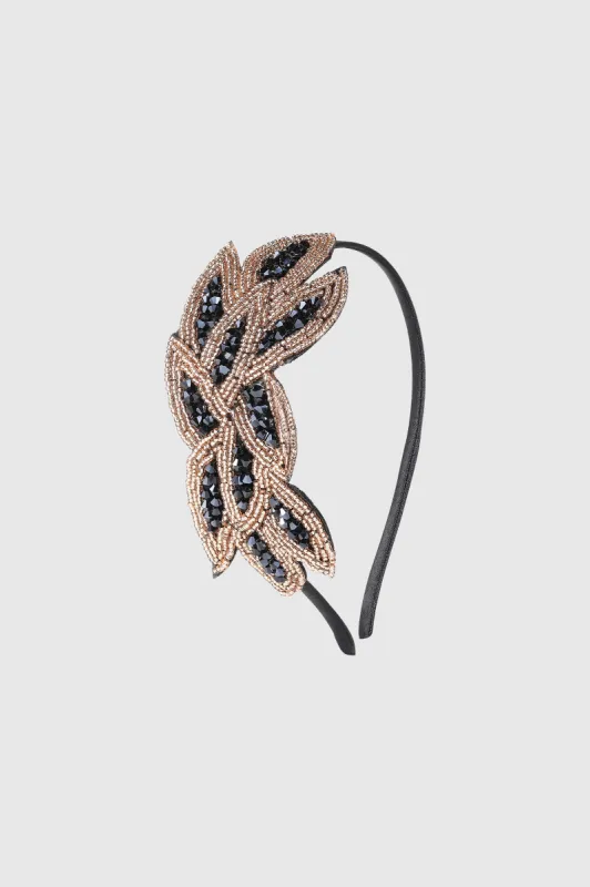Embroidered Crystal Leaf Headband sold by BABEYOND