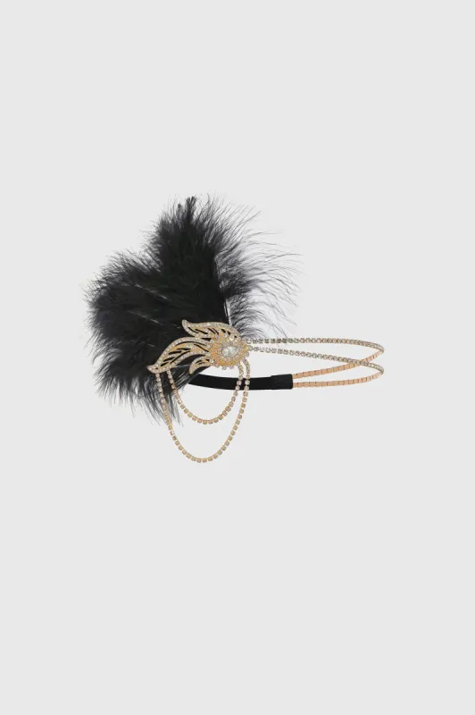 Gorgeous Feather Rhinestone Headband sold by BABEYOND