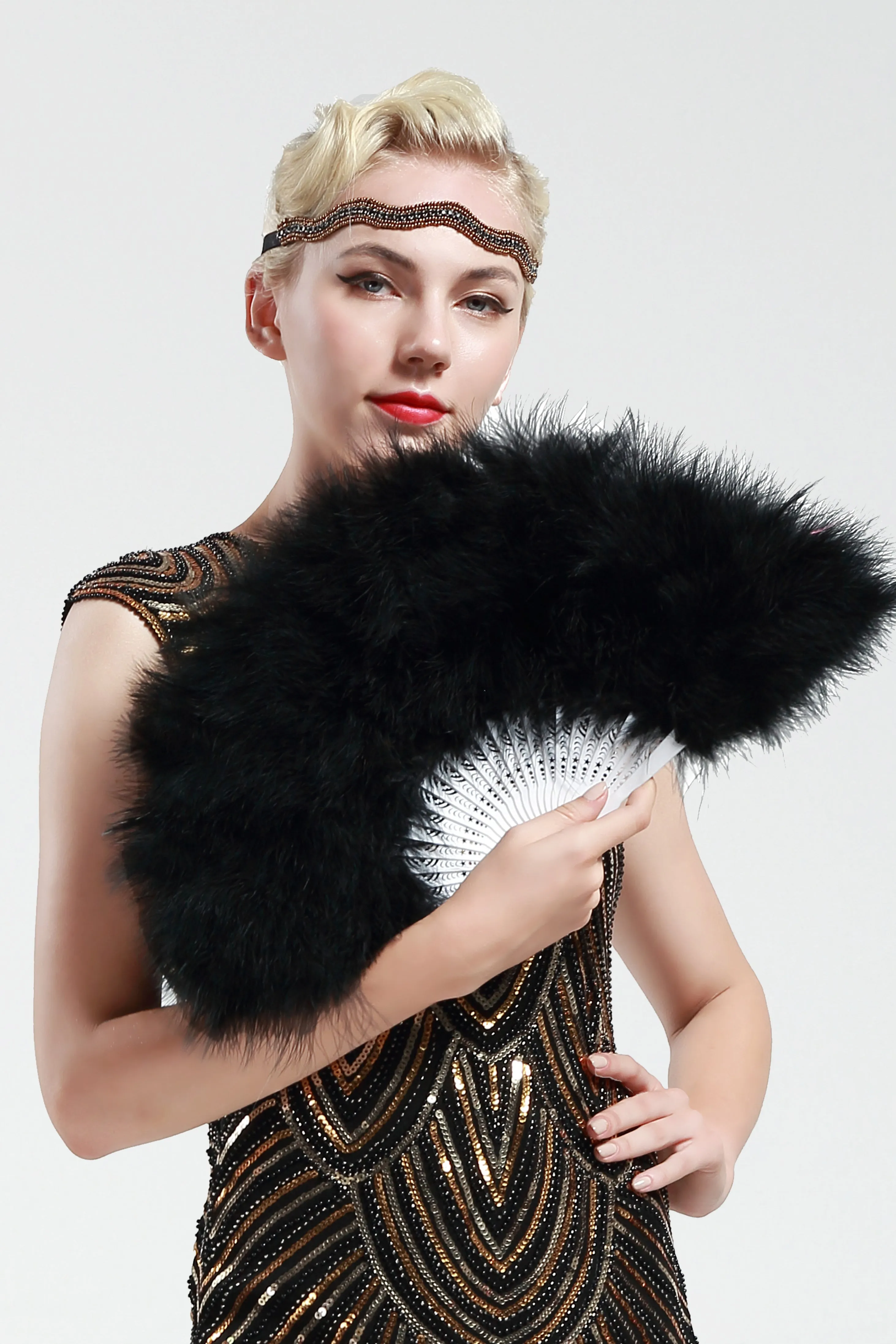 Handheld Marabou Feather Flapper Fan sold by BABEYOND product image thumbnail 3