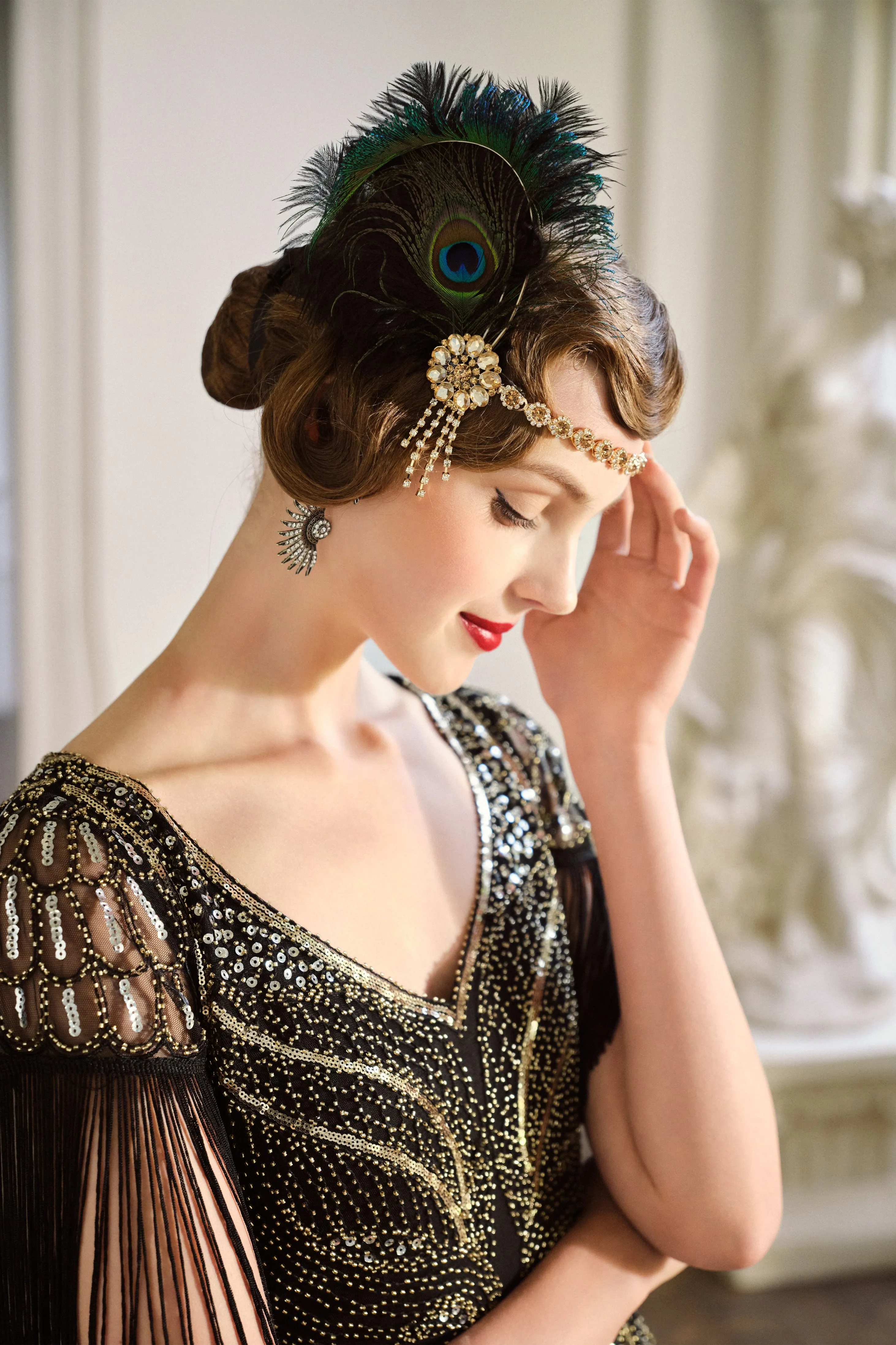 Vintage Rhinestone Peacock Headpiece sold by BABEYOND product image thumbnail 2