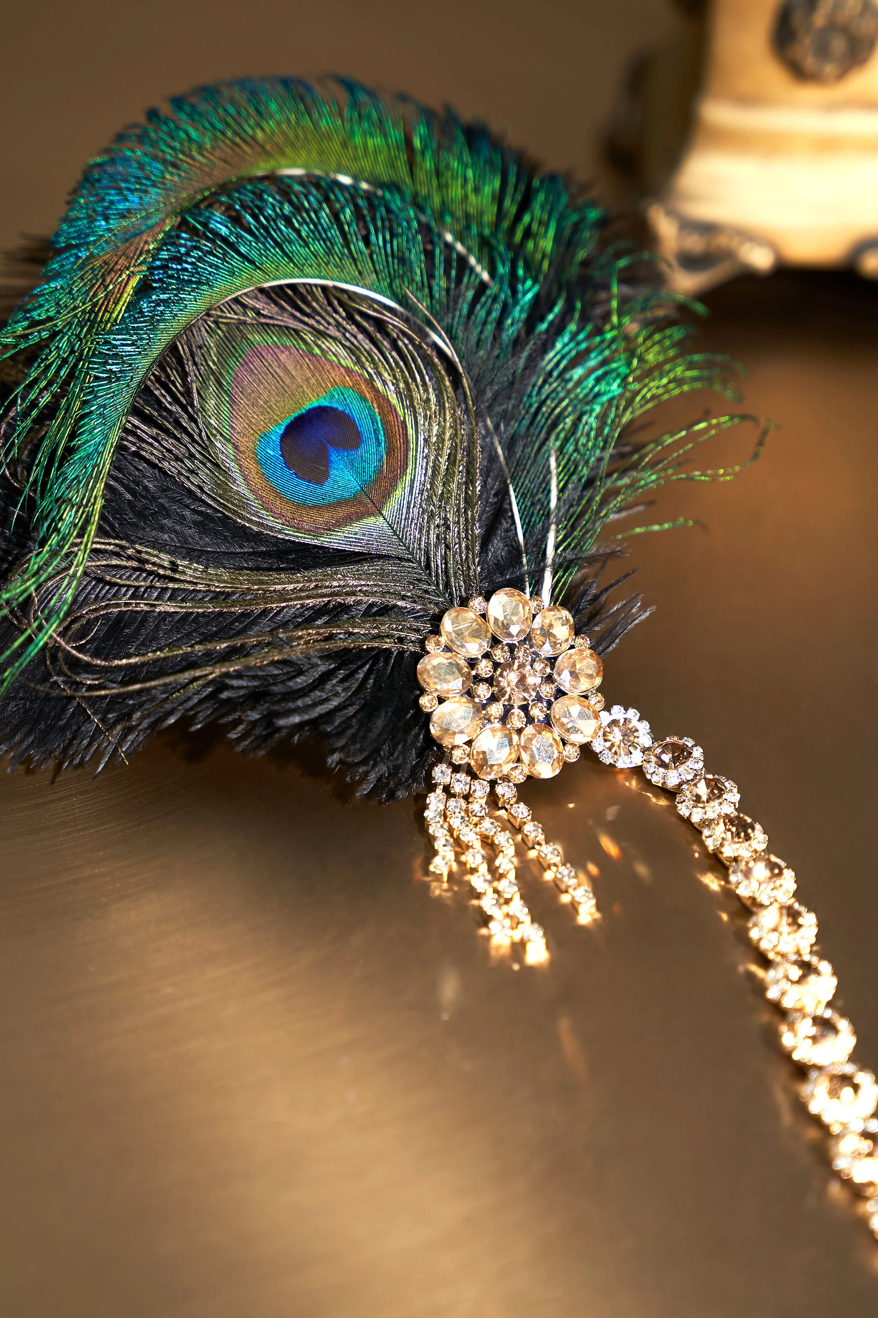Vintage Rhinestone Peacock Headpiece sold by BABEYOND product image thumbnail 4