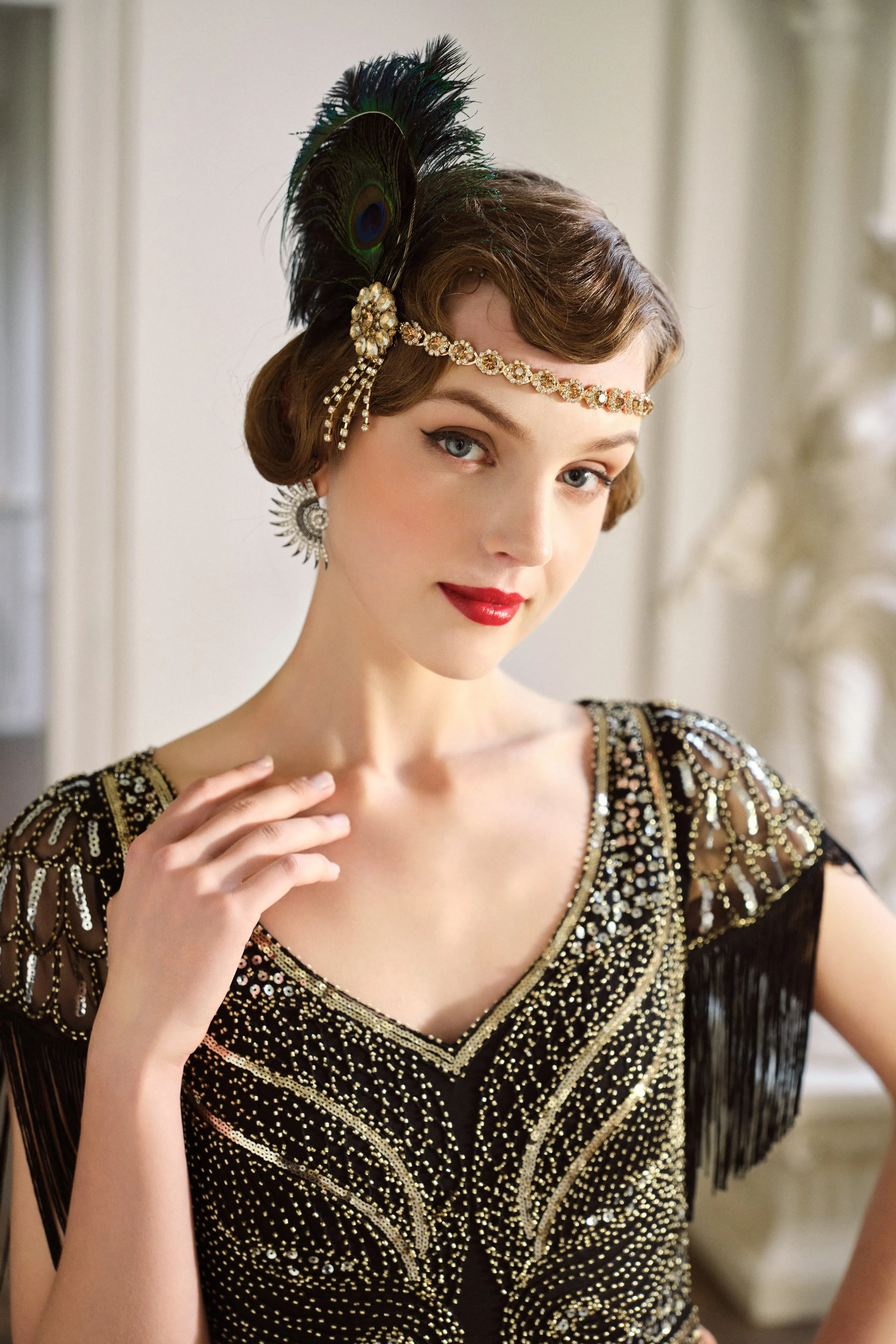 Vintage Rhinestone Peacock Headpiece sold by BABEYOND product image thumbnail 3