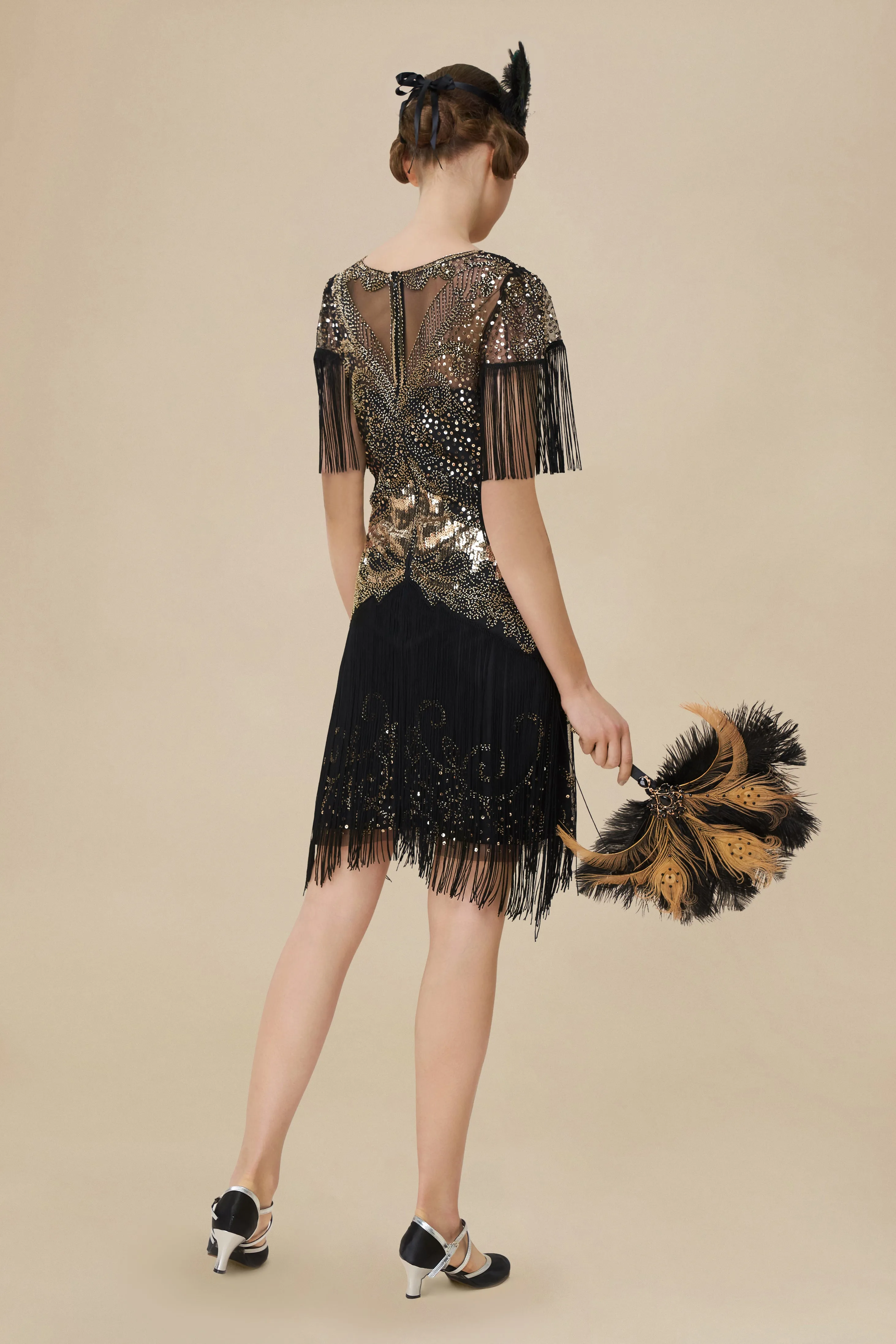 1920s Flapper Fringed Sleeves Dress sold by BABEYOND product image thumbnail 4