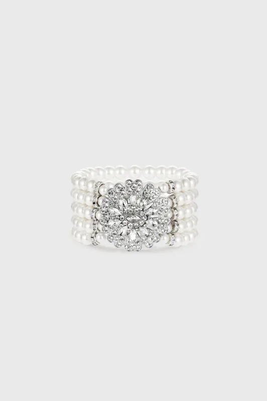 Stunning Zircon Studded Pearl Bracelet sold by BABEYOND