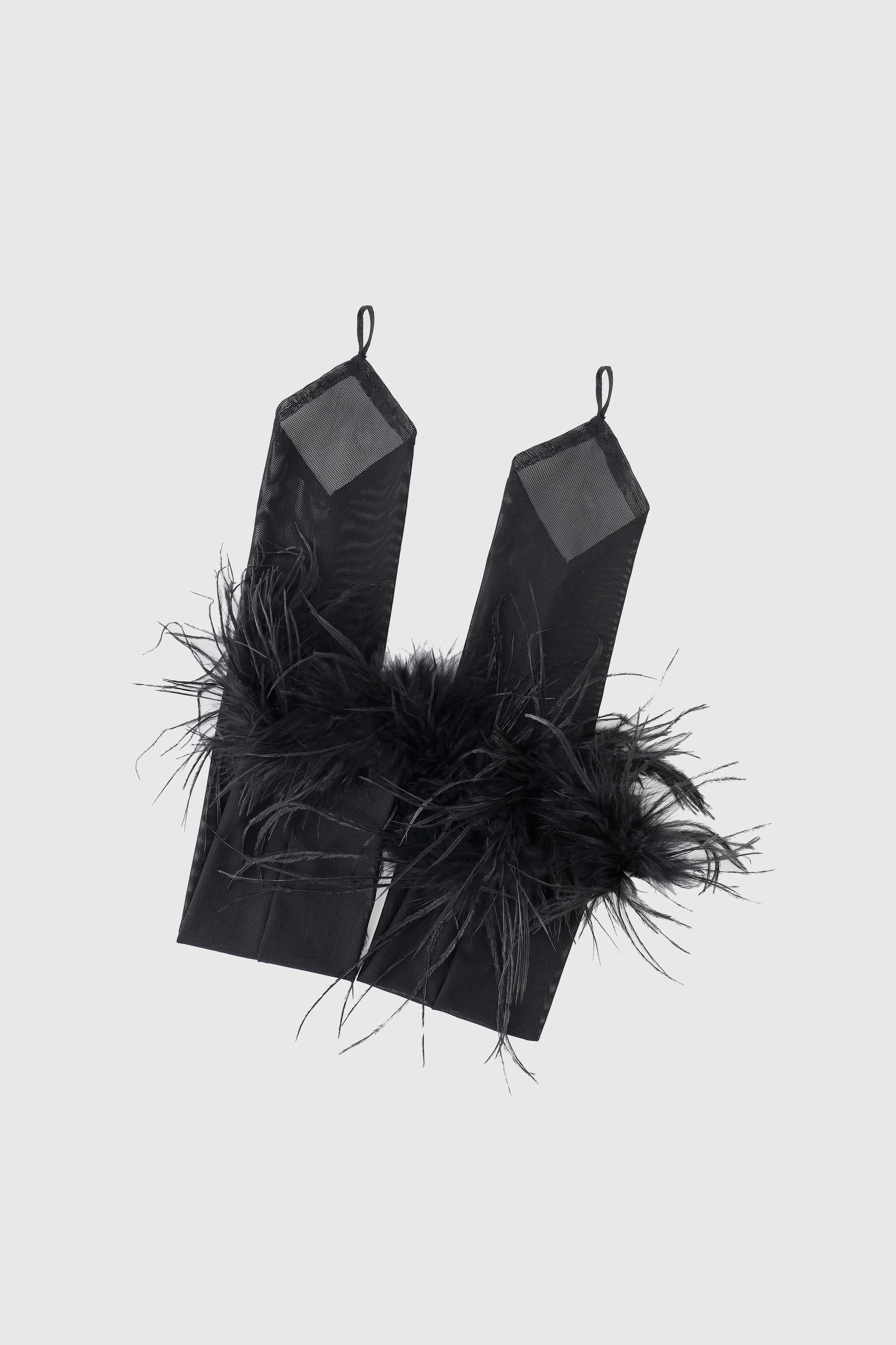 19'' Finger Loop Satin Feather Gloves sold by BABEYOND