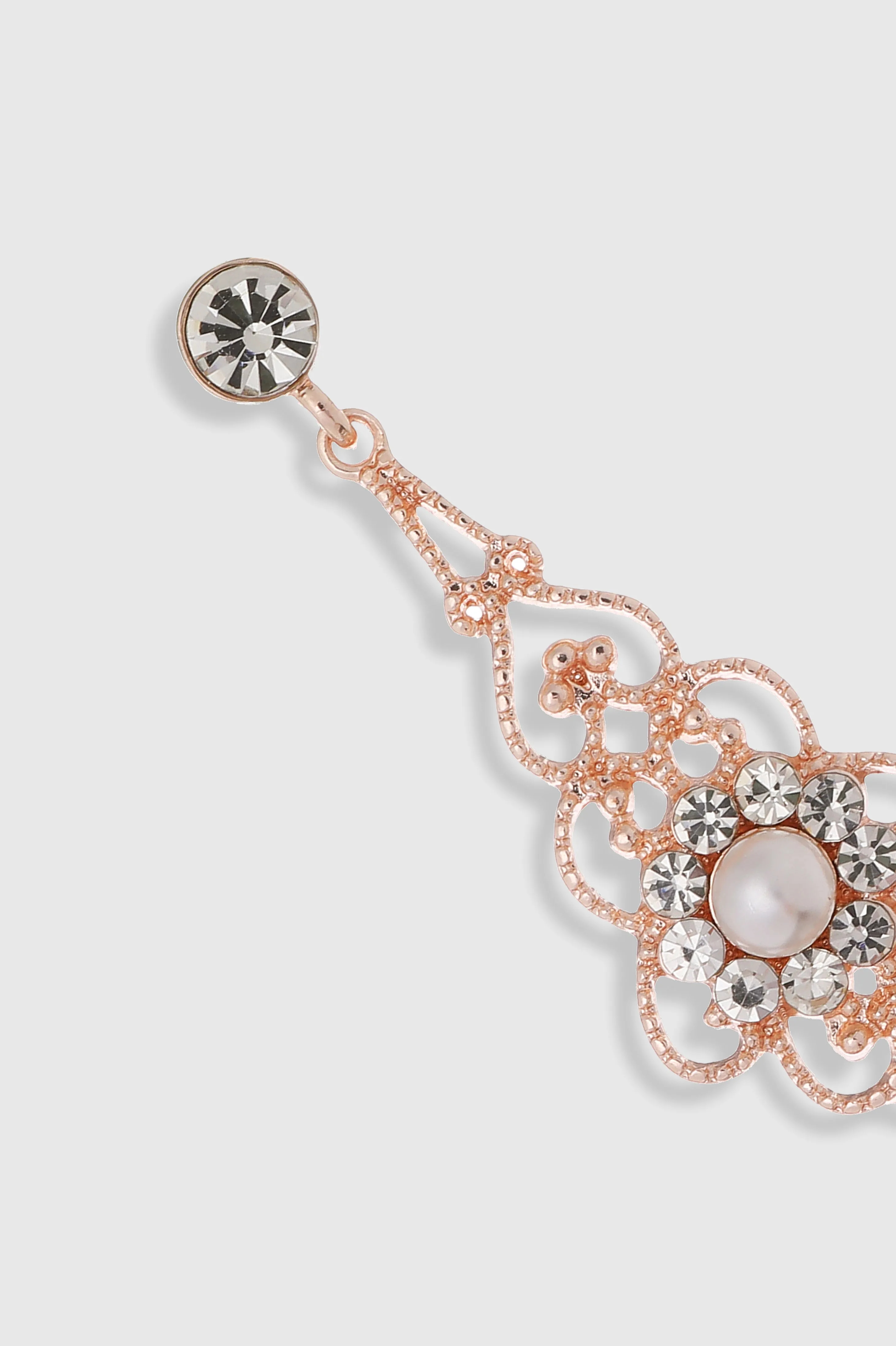 Art Deco Crystal Floral Pearl Earrings sold by BABEYOND product image thumbnail 2